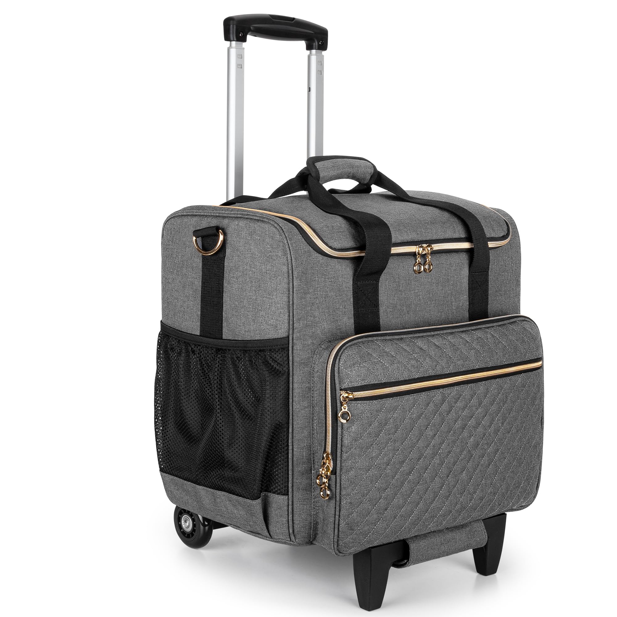 LUXJA Rolling Teacher Bag with Laptop Compartment and Detachable Dolly, Multifunctional Rolling Teacher Tote Bag (Patent Pending), Black