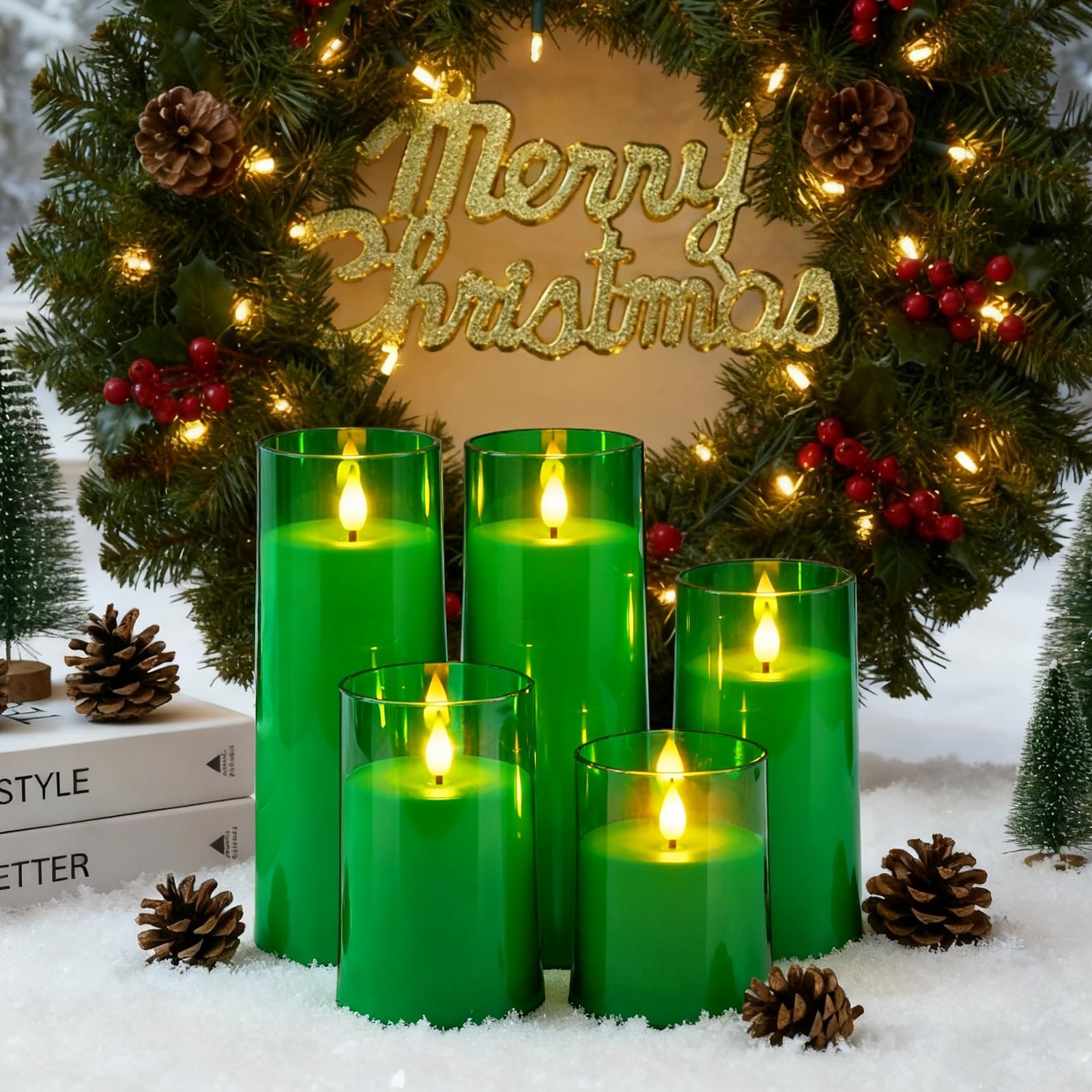 Raycare Flameless Candles Battery Operated with Remote Timer, Acrylic Flickering LED Pillar Candle for Christmas, Wedding, Home Decor, Gift for Family and Friend, White, Set of3