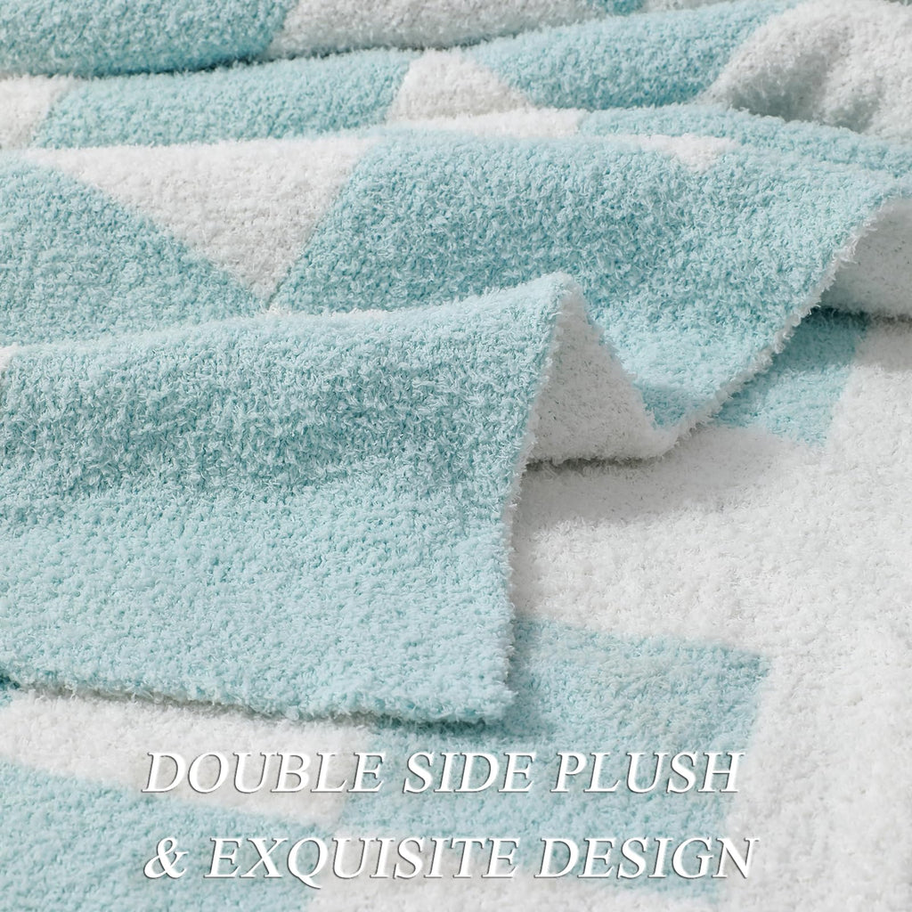 bearberry Fuzzy Checkerboard Grid Throw Blanket Soft Cozy Warm Microfiber All Season Blanket Decor for Couch Sofa Bed Travel Home (Avocado Green, 50''x60'')