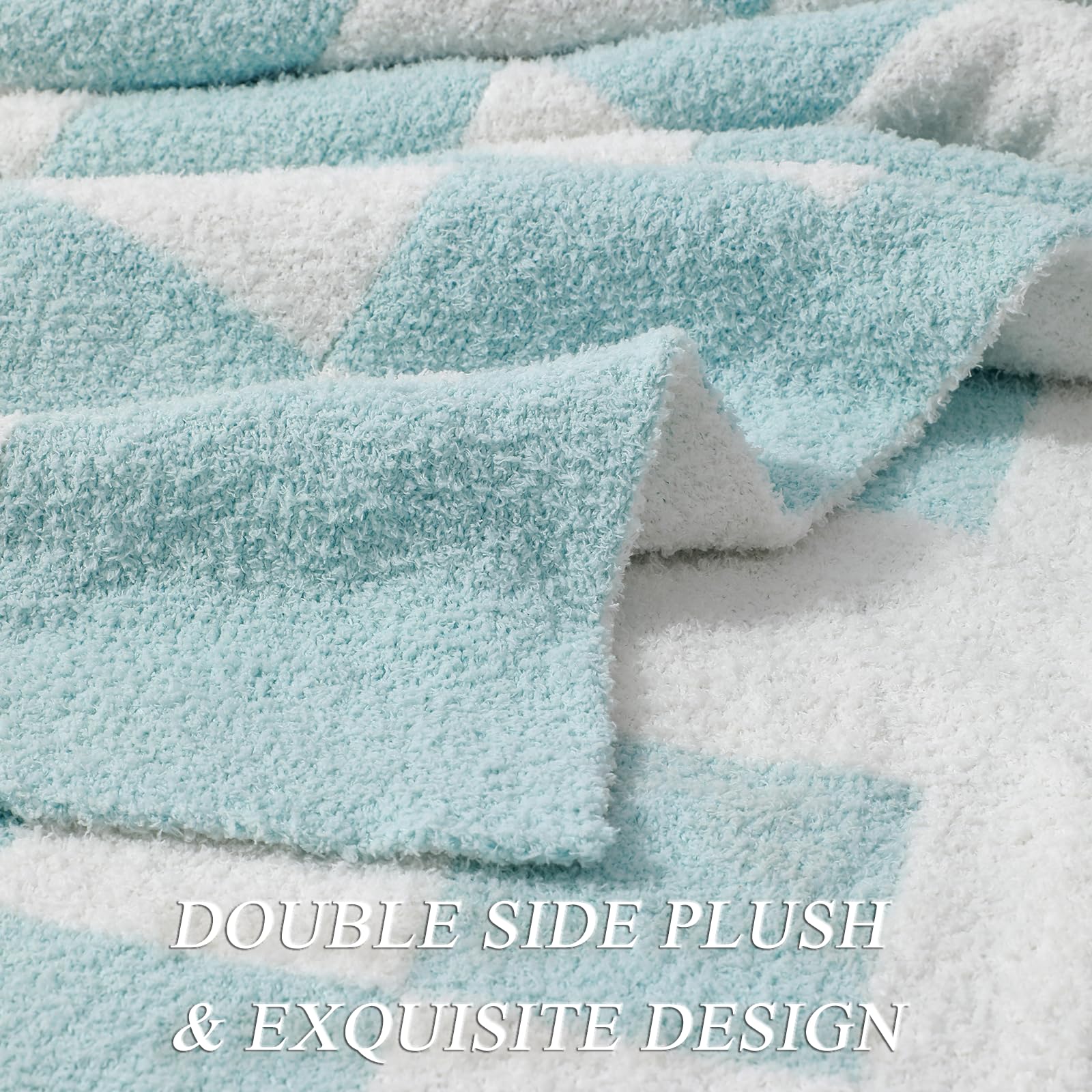 bearberry Fuzzy Checkerboard Grid Throw Blanket Soft Cozy Warm Microfiber All Season Blanket Decor for Couch Sofa Bed Travel Home (Avocado Green, 50''x60'')