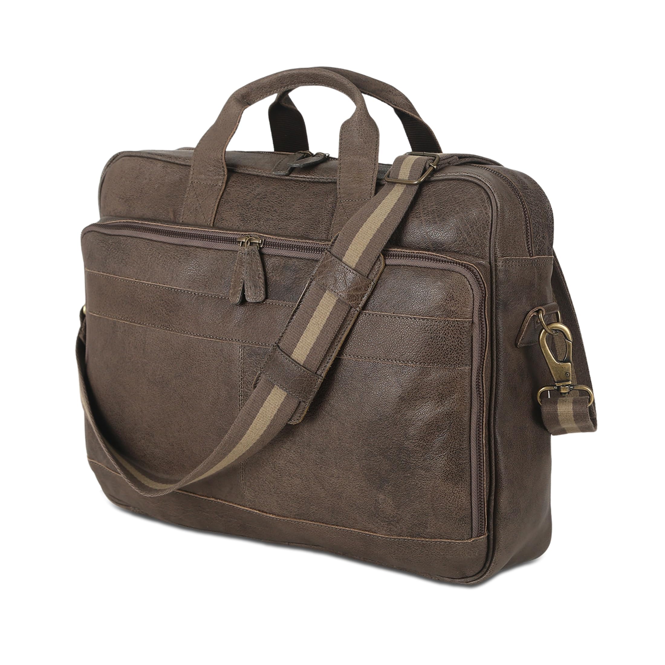 Leather briefcase 18 Inch Laptop Messenger Bags for Men and Women Best Office briefcase Satchel Bag (Black)