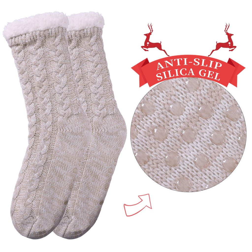 SDBING Women's Winter Super Soft Warm Cozy Fleece Lined Fuzzy Slipper Socks with Grippers