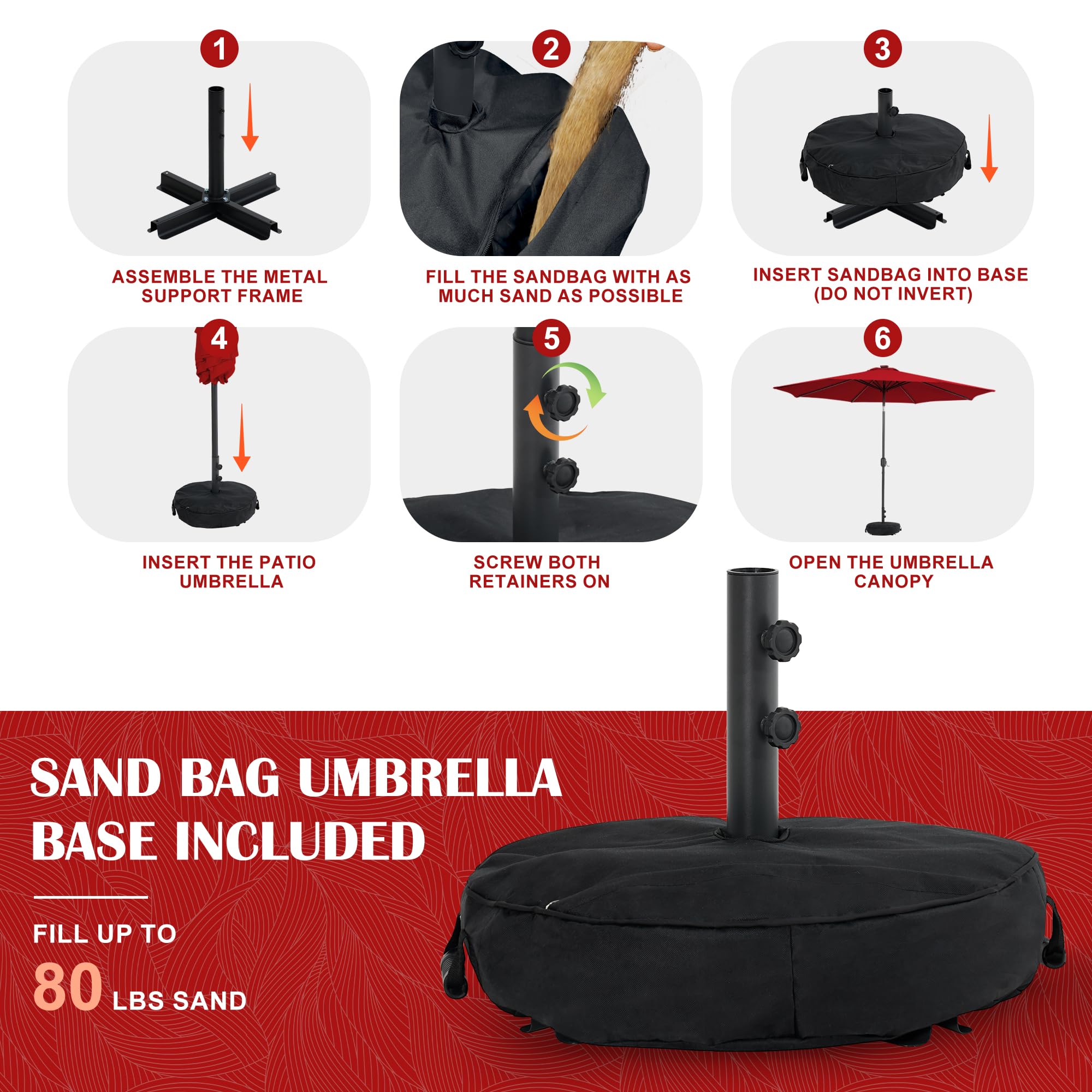 Sundale Outdoor 9FT Patio Umbrella with Sand Bag Umbrella Base, Outdoor Umbrella with Tilt and Crank, Beige