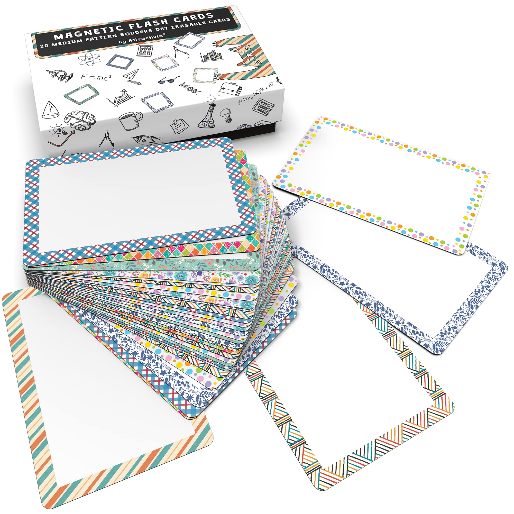 Attractivia Dry Erase Magnetic Labels 2.8 x 1.2 in, Color Borders, Dry Erase Magnets, 60-Pack, White Erasable Write-On All-Purpose Labels, for Office, Education, Home, Whiteboard, Magnetic Name Tags