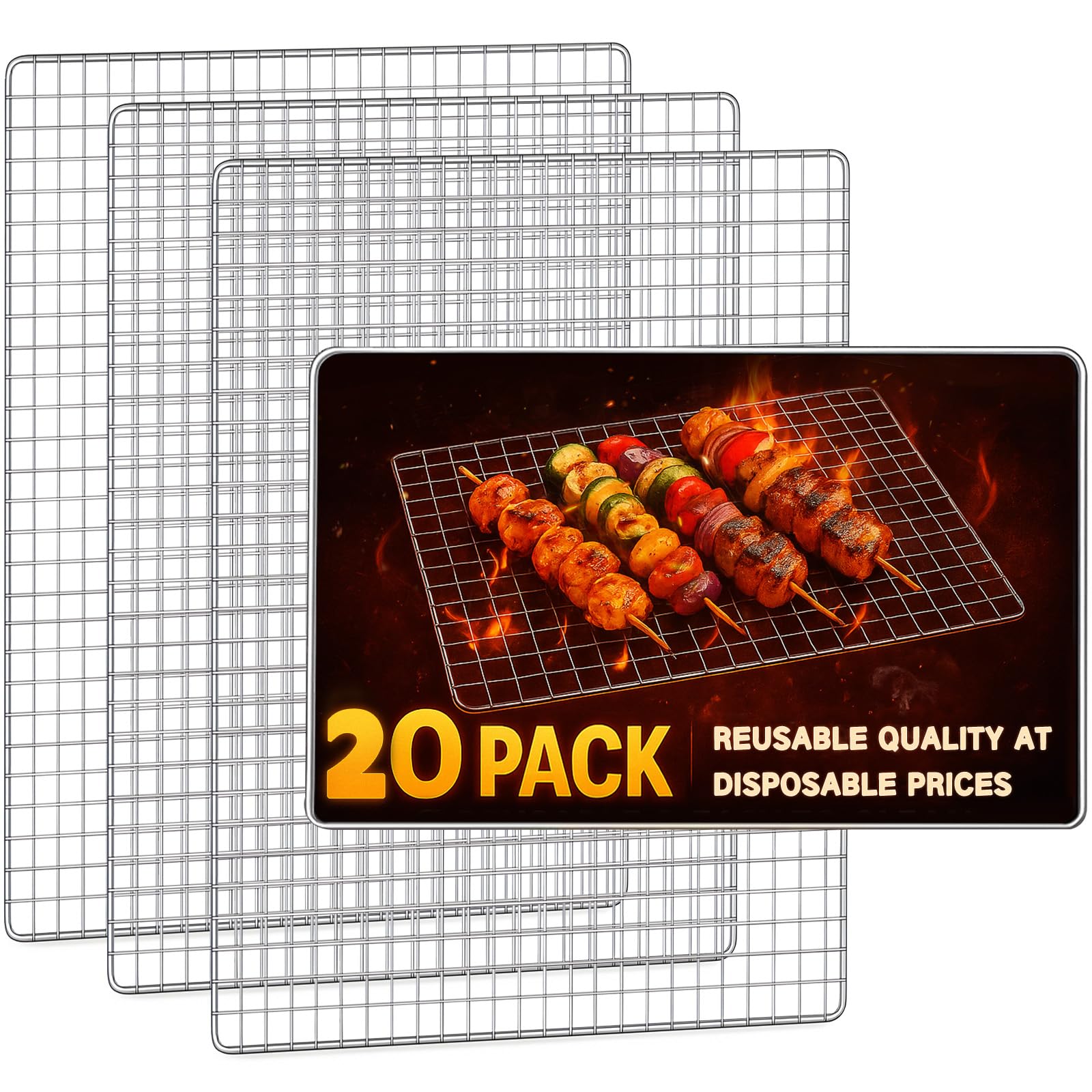 Grill Topper, 10 Pcs Disposable Grill Grates, 11.8 X 15.7 Inch Baking Rack Replacement, BBQ Accessories for Outdoor Smoker Grills