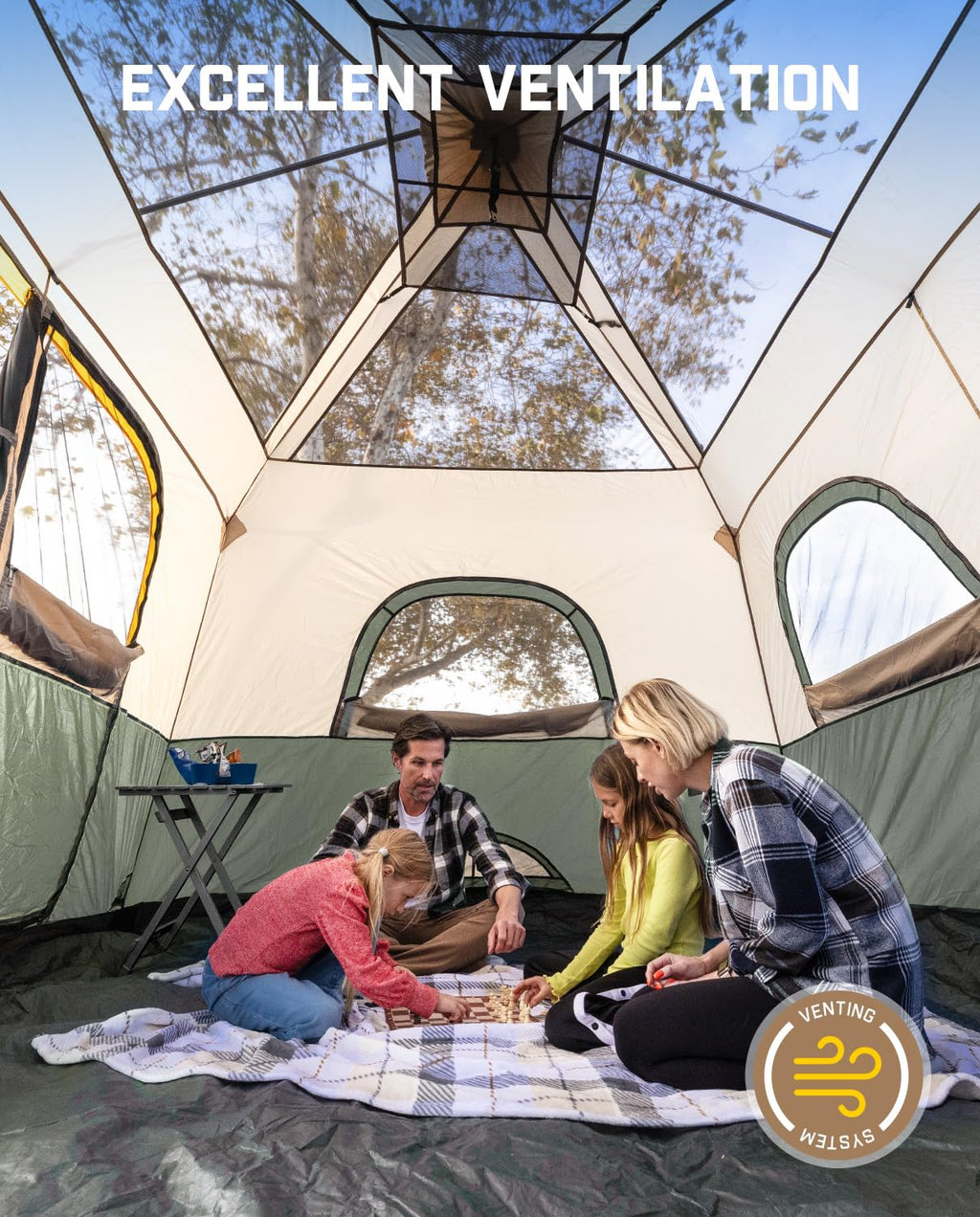 FanttikOutdoor Camping Tent 4/6/8/10 Person Instant Cabin Tent Setup in 60 Seconds with Rainfly & Windproof Portable with Carry Bag for Family Camping & Hiking, Upgraded Ventilation, Navy Blue