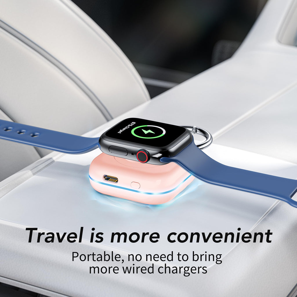 HUOTO Portable Charger for Apple Watch,Wireless Magnetic iWatch Charger 1200mAh Power Bank Travel Keychain Accessories Smart Chargers for Apple Watch Series 11/10/9/8/7/6/SE/5/4/3/2/1/UItra/UItra 2