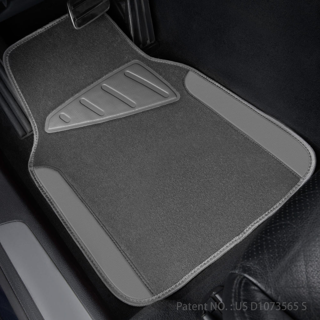 CAR PASS Beige Leather & Waterproof Car Carpet Floor Mats, Universal Car Mats Fit for SUV,Vans,sedans, Trucks,Set of 4pcs Car Carpet with Anti-Slip nibbs Driver Heel Pad (All Beige)
