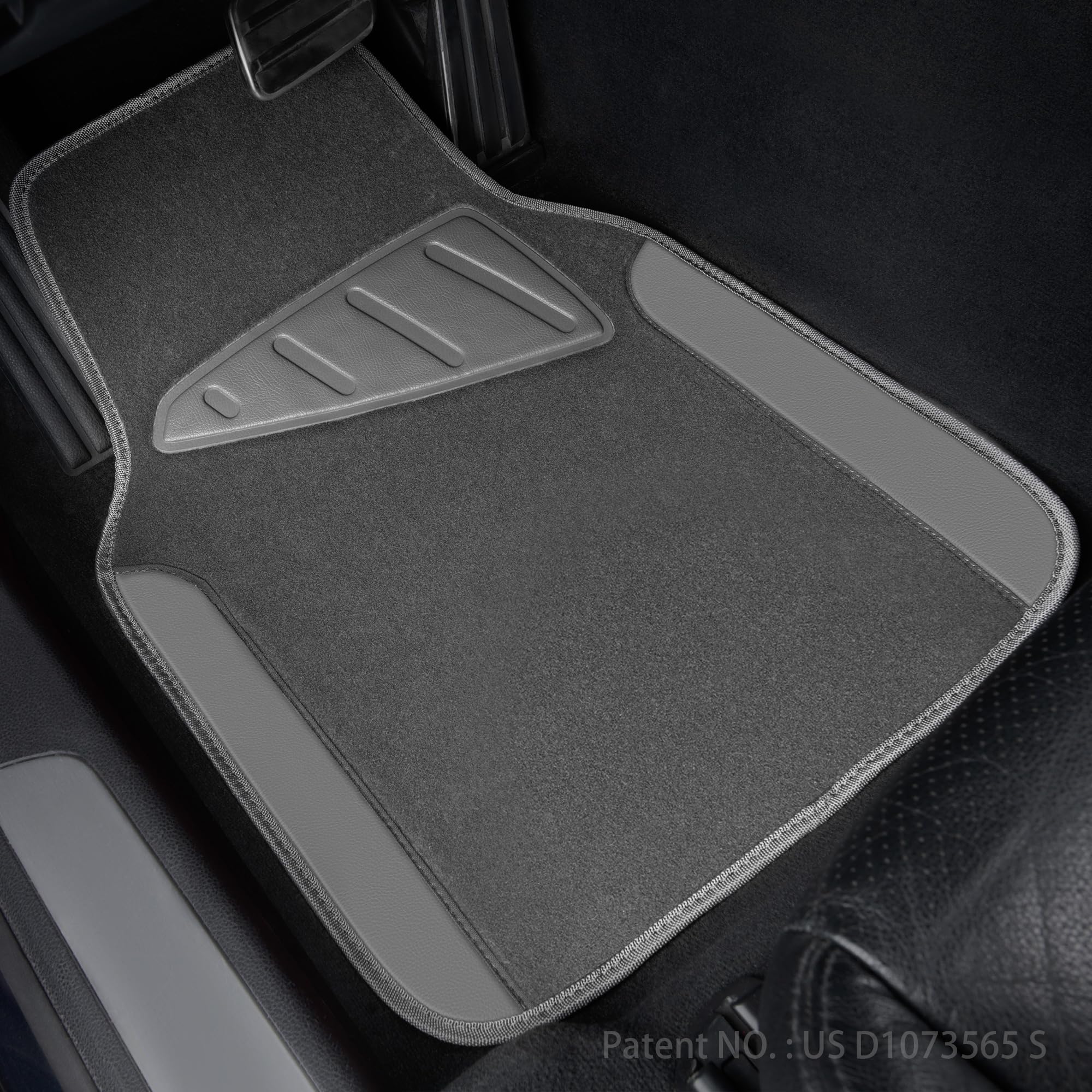 CAR PASS Beige Leather & Waterproof Car Carpet Floor Mats, Universal Car Mats Fit for SUV,Vans,sedans, Trucks,Set of 4pcs Car Carpet with Anti-Slip nibbs Driver Heel Pad (All Beige)