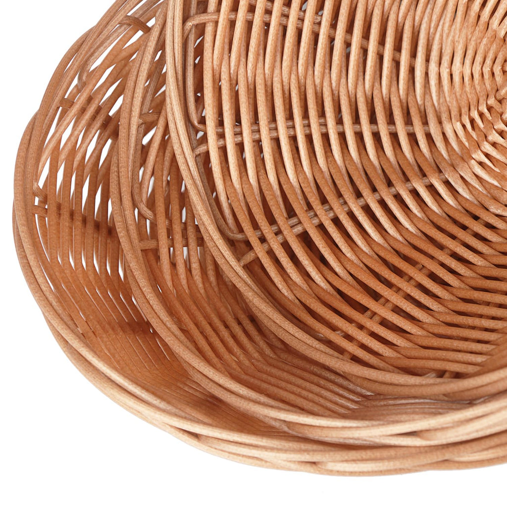 GNIEMCKIN 12 Pack Round Poly Wicker Basket, Diameter 9.5 In, Brown, Plastic, Polypropylene
