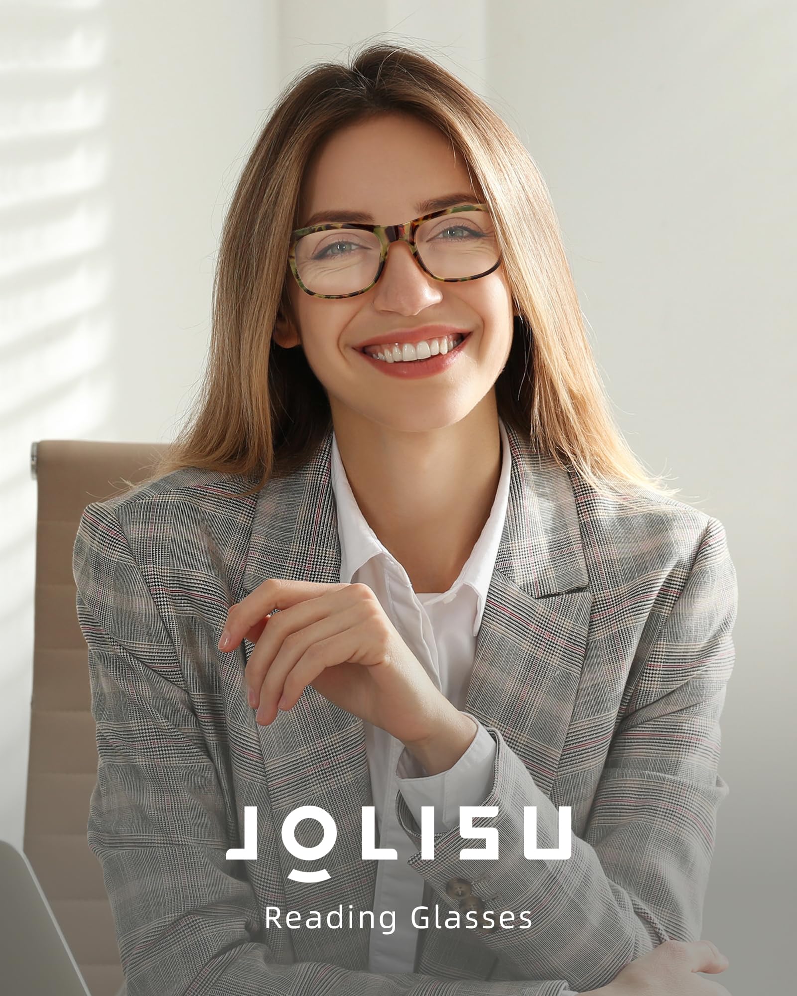JOLISU Reading Glasses For Women - 5 Pack Stylish Readers For Womens Men Spring Hinge Eyeglasses -Blue Light Blocking Protection Frame (0.50)