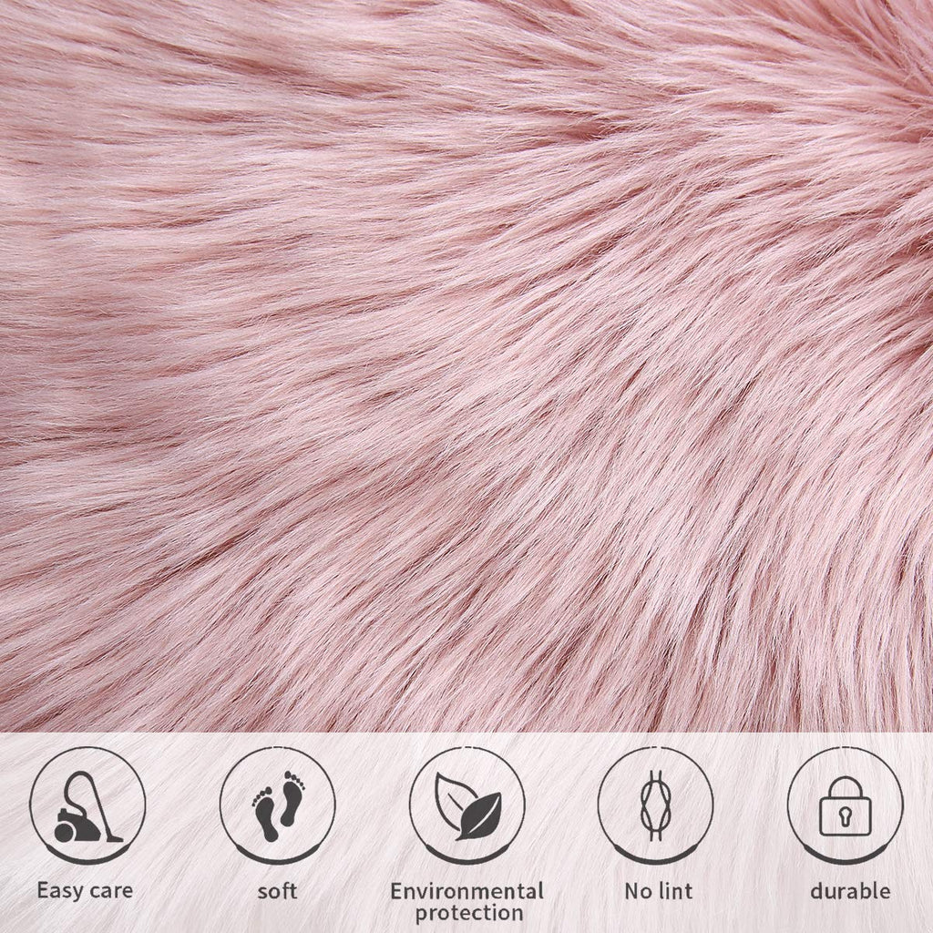 Softlife Black Faux Fur Sheepskin Chair Cover Seats Cushion Pad Super Soft Area Rugs for Living Bedroom Sofa Dorm (1.6ft x 1.6ft)