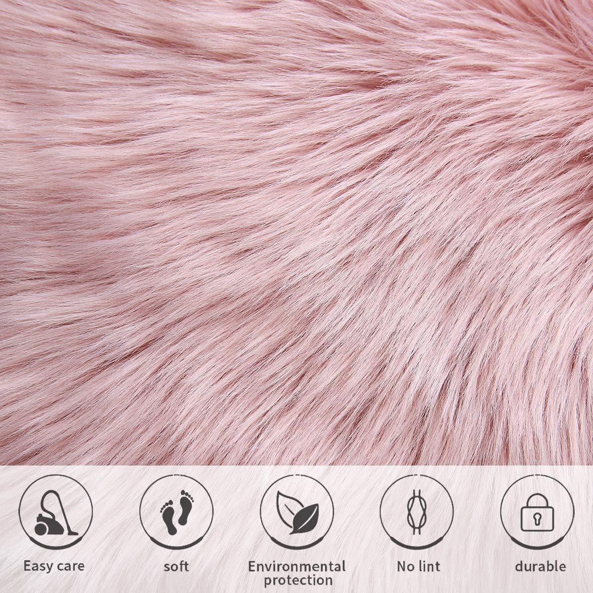 Softlife Black Faux Fur Sheepskin Chair Cover Seats Cushion Pad Super Soft Area Rugs for Living Bedroom Sofa Dorm (1.6ft x 1.6ft)