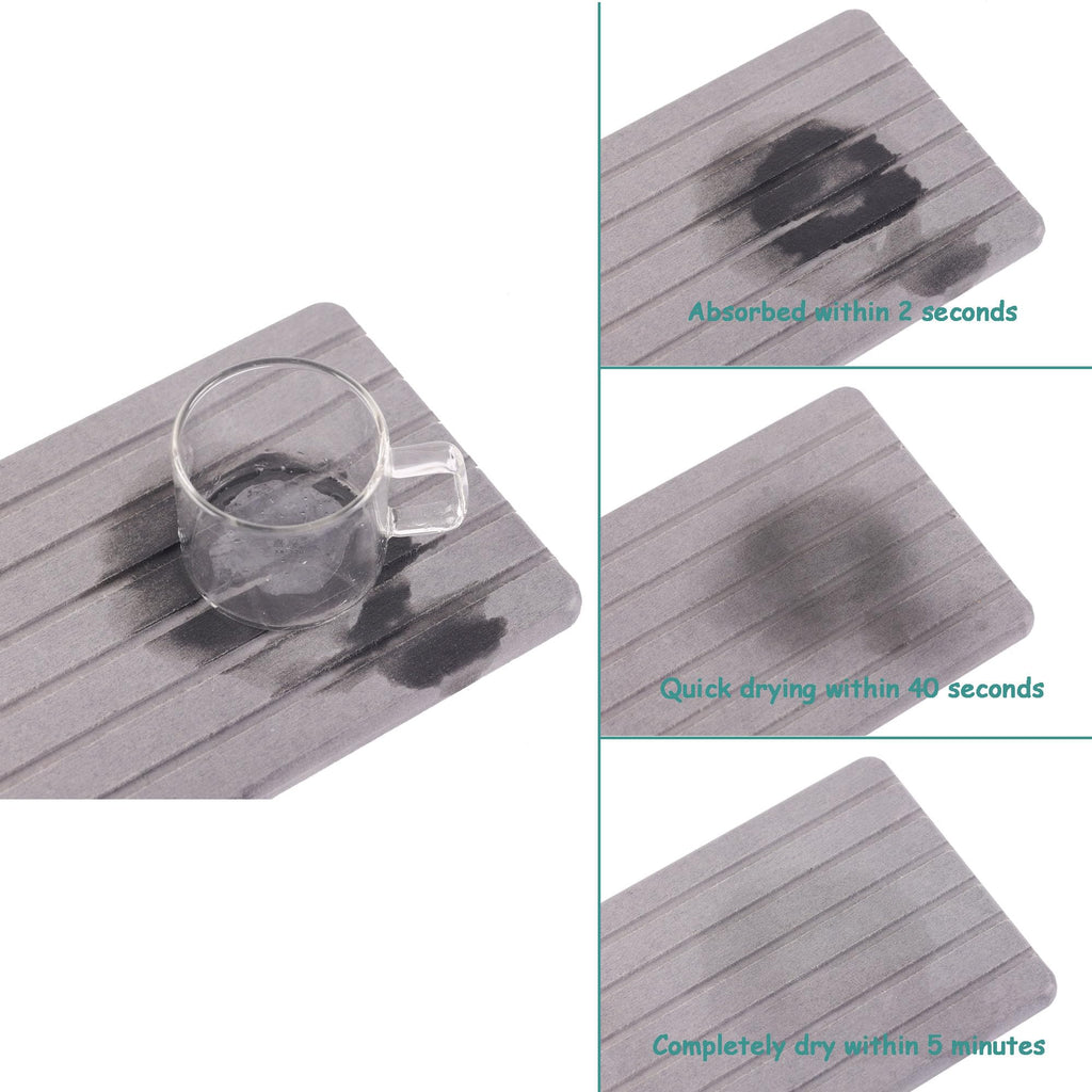 NiuYichee 2 PCS Water Absorbent diatomite Coasters, 7.1" x 3.5" Water Absorbing Stone Tray for Sink, Stone Drying mat for Kitchen Counter, Stone soap Tray Used for Hand Soaps & toiletries & Plants
