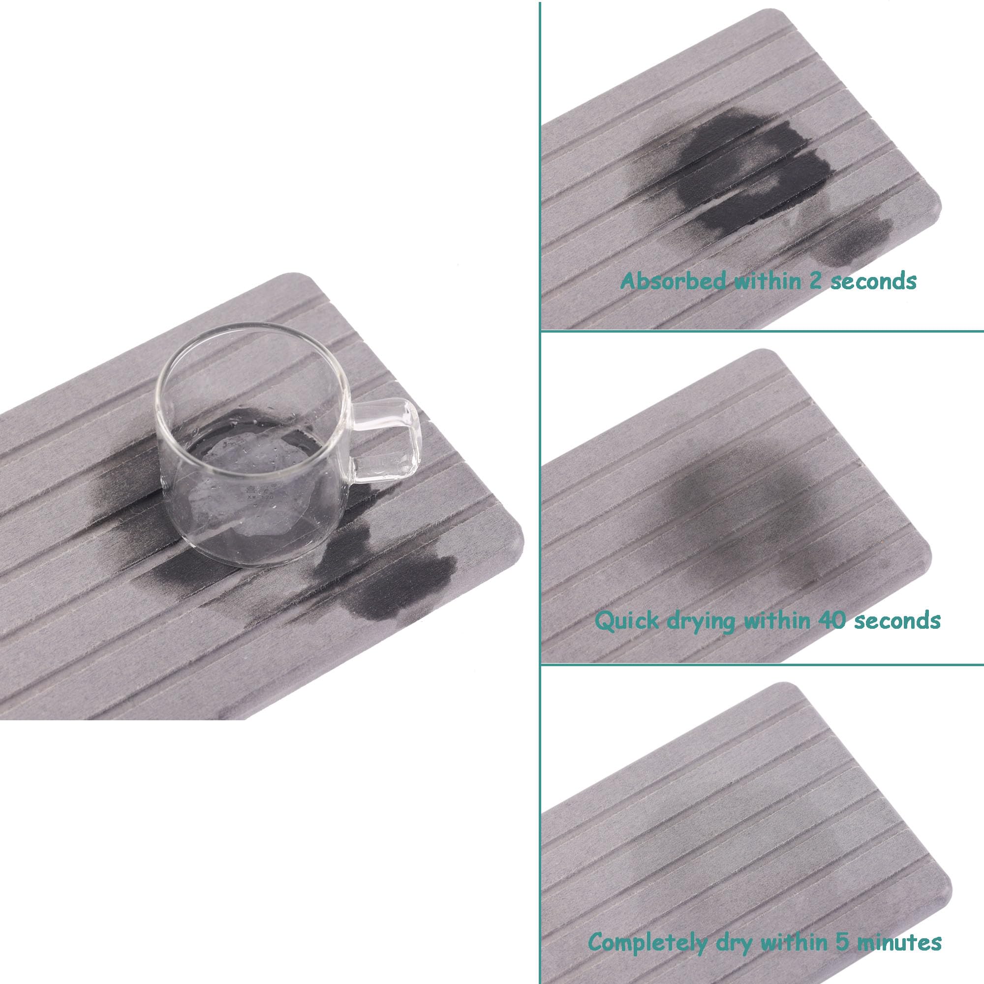 NiuYichee 2 PCS Water Absorbent diatomite Coasters, 7.1" x 3.5" Water Absorbing Stone Tray for Sink, Stone Drying mat for Kitchen Counter, Stone soap Tray Used for Hand Soaps & toiletries & Plants