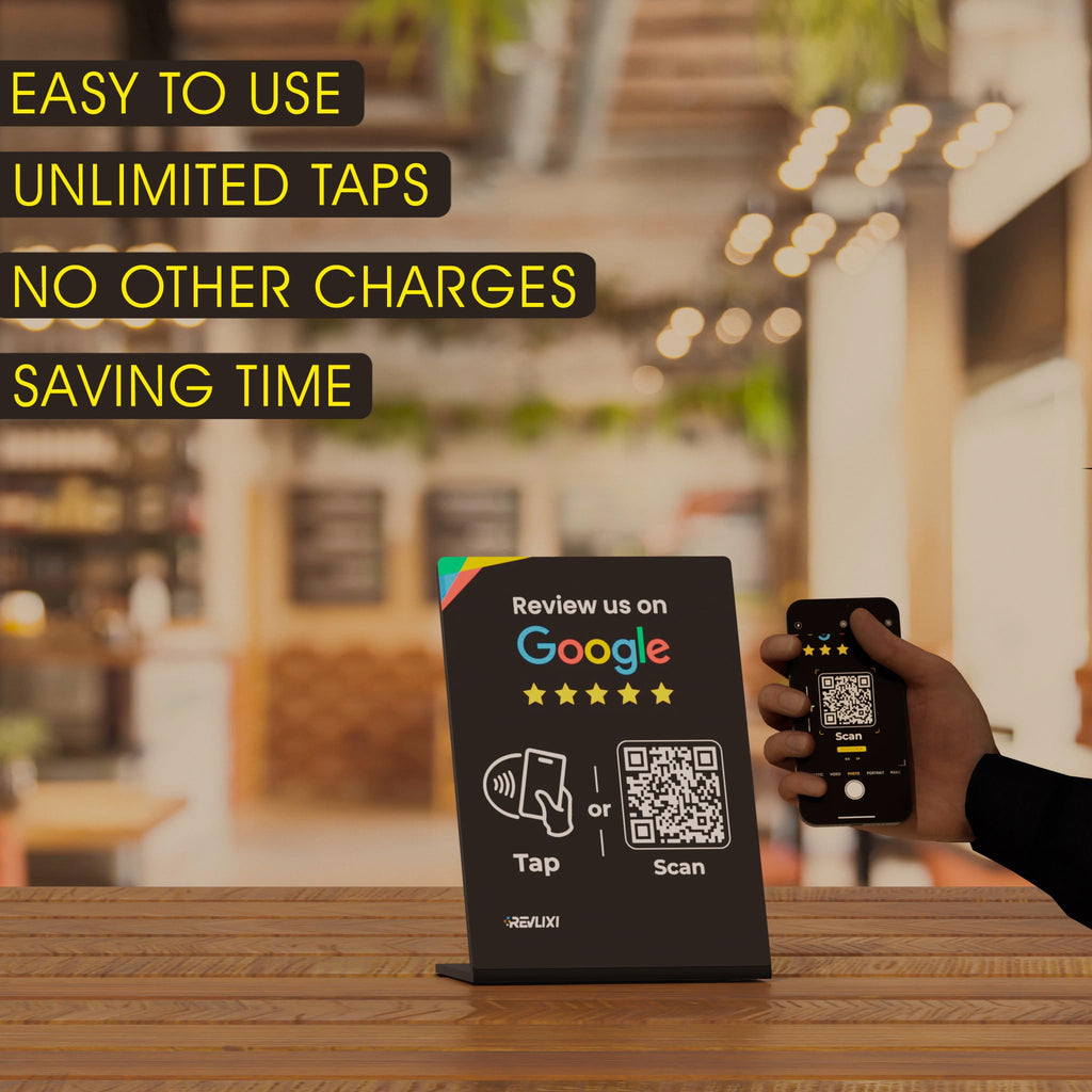 Google Review Stand -Boost Reviews w/Reusable Google Review Tap Card Stand & QR Code Stand- No App or Subscription - Android & iPhone Compatible-Boost Google Reviews for Online Growth