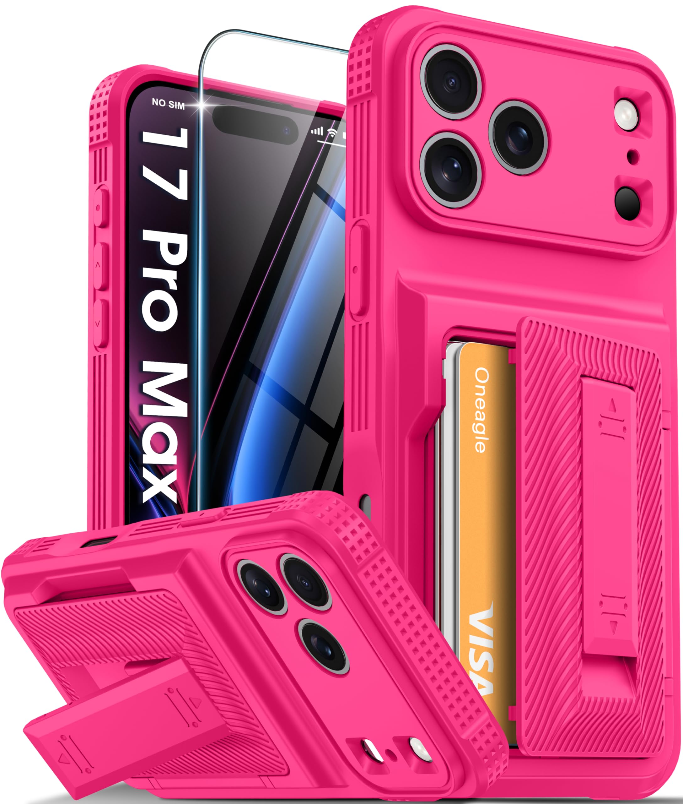 Oneagle Wallet for iPhone 16 Pro Max Case with Card Holder (4-5 Cards) [RFID Blocking] [Privacy Screen Protector] Full Camera Protection & Kickstand, 15FT Shockproof Phone Case for iPhone 16 Pro Max