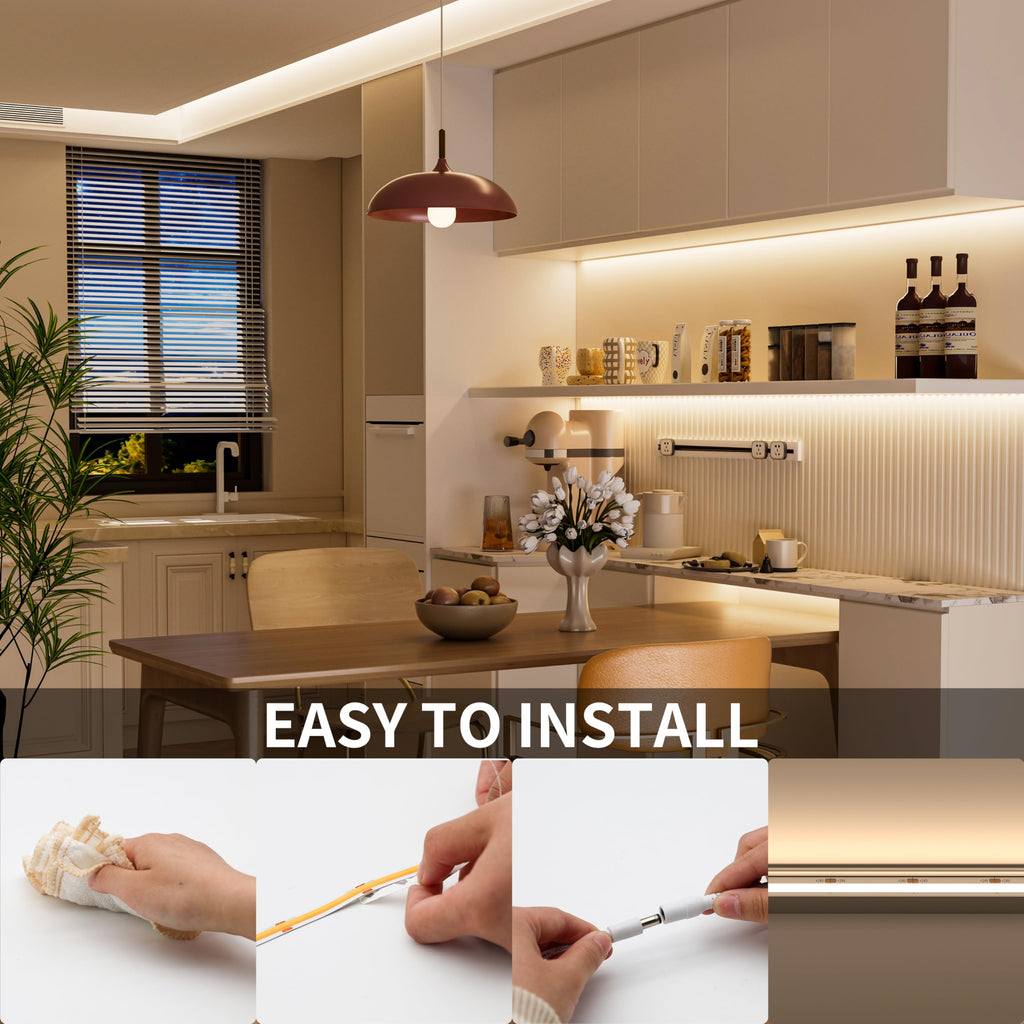 PAUTIX COB LED Strip Neon Rope Light 16.4ft/5m, 2700K Warm White 504 LEDs/m 24V,Silicone LED Neon Light IP68 Waterproof for Outdoor Indoor Lighting Decor(Power Supply NOT Included)