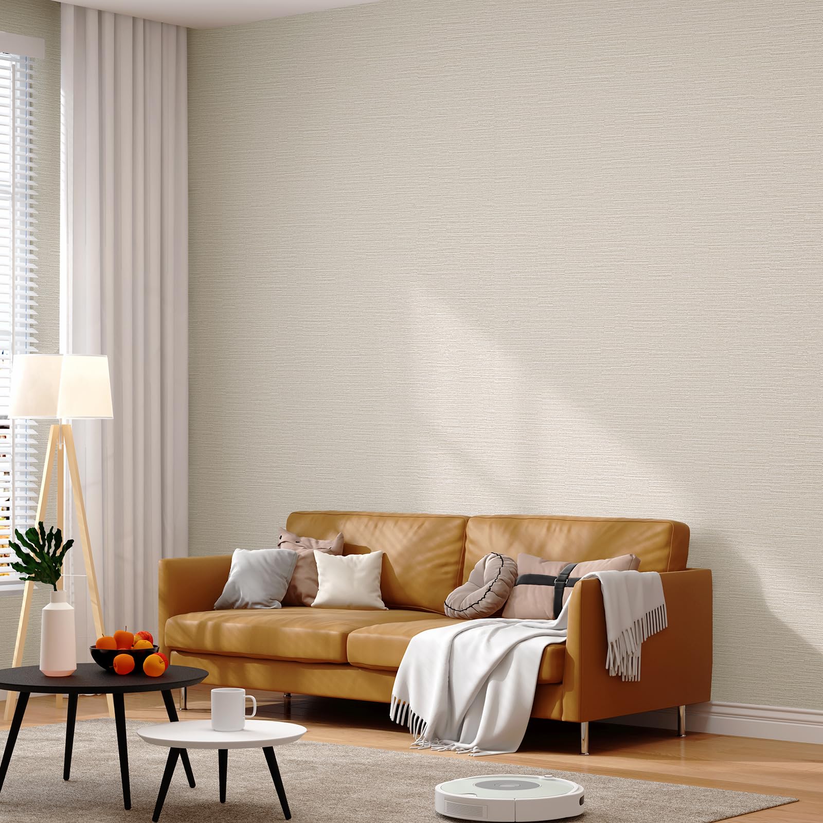 Grasscloth Peel and Stick Wallpaper 20.8"x394" Gray Thick Fabric Textured Linen Classic Faux Grassweave Neutral Removable Wallpaper Vinyl Film Roll for Home Use