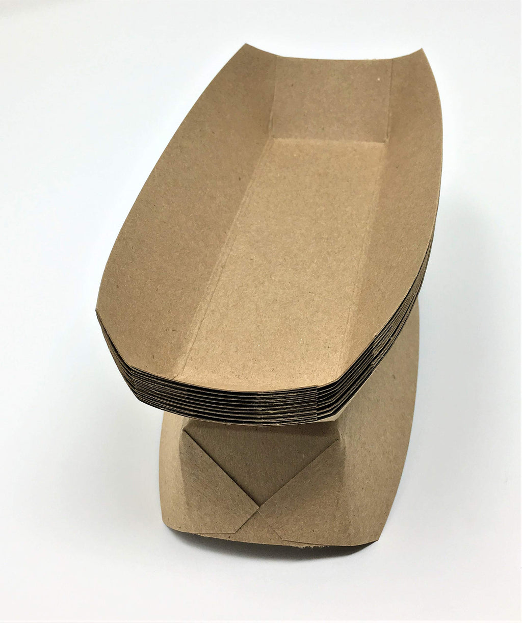 Mr Miracle 7 Inch Paper Hot Dog Tray in Kraft Paper. Pack of 25. Disposable, Recyclable and Fully Biodegradable. Made in USA
