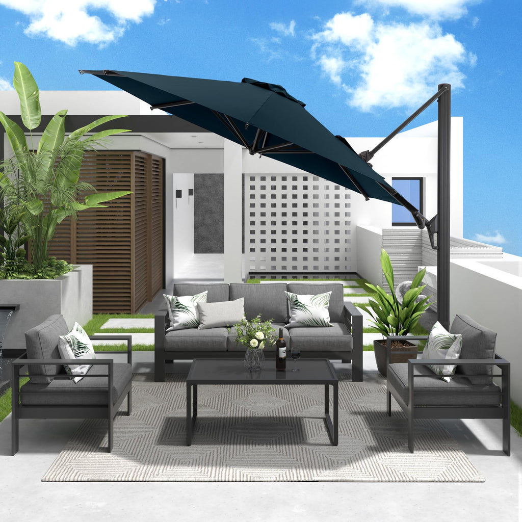 SUNVIVI OUTDOOR Outdoor Patio Umbrella, Patio Umbrella, Market Umbrella, Large Outdoor Umbrella, Metal Pole Umbrella with Push Button Tilt and Crank, Polyester Canopy