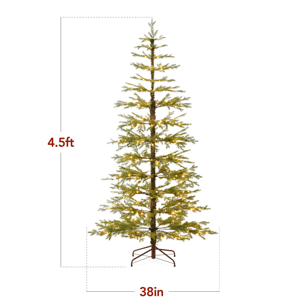 Best Choice Products Pre-Lit Sparse Christmas Tree 4.5ft Artificial Pine Holiday Décor Aspen Noble Fir w/ 2-in-1 White & Multicolor LED Lights