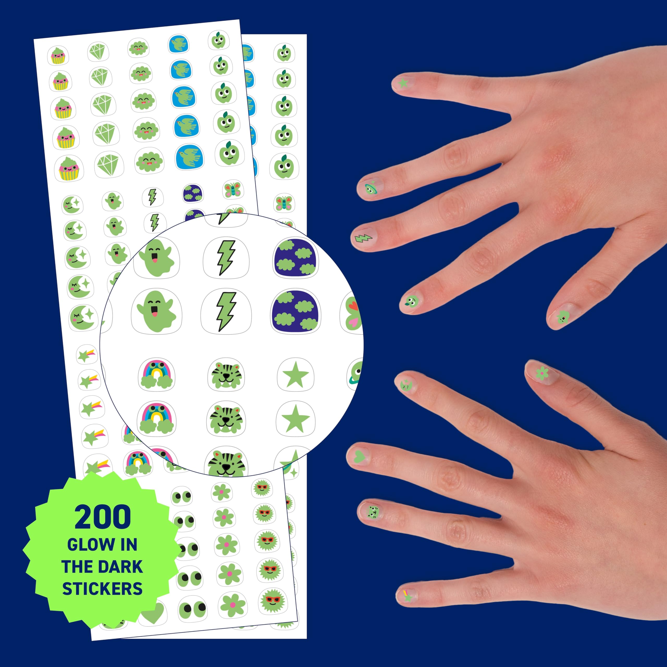 Omy Friends & Animals Nail Stickers for Kids - 200 Stickers, Waterproof, Durable, Fun, Creative Designs | Strong Enough to Last Through Hand Washing - Easy to Apply, Safe, Non-Toxic | Age 3 and Up