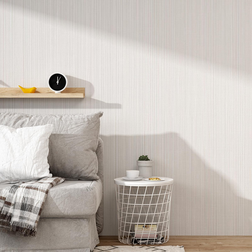 Grasscloth Peel and Stick Wallpaper 20.8"x394" Gray Thick Fabric Textured Linen Classic Faux Grassweave Neutral Removable Wallpaper Vinyl Film Roll for Home Use