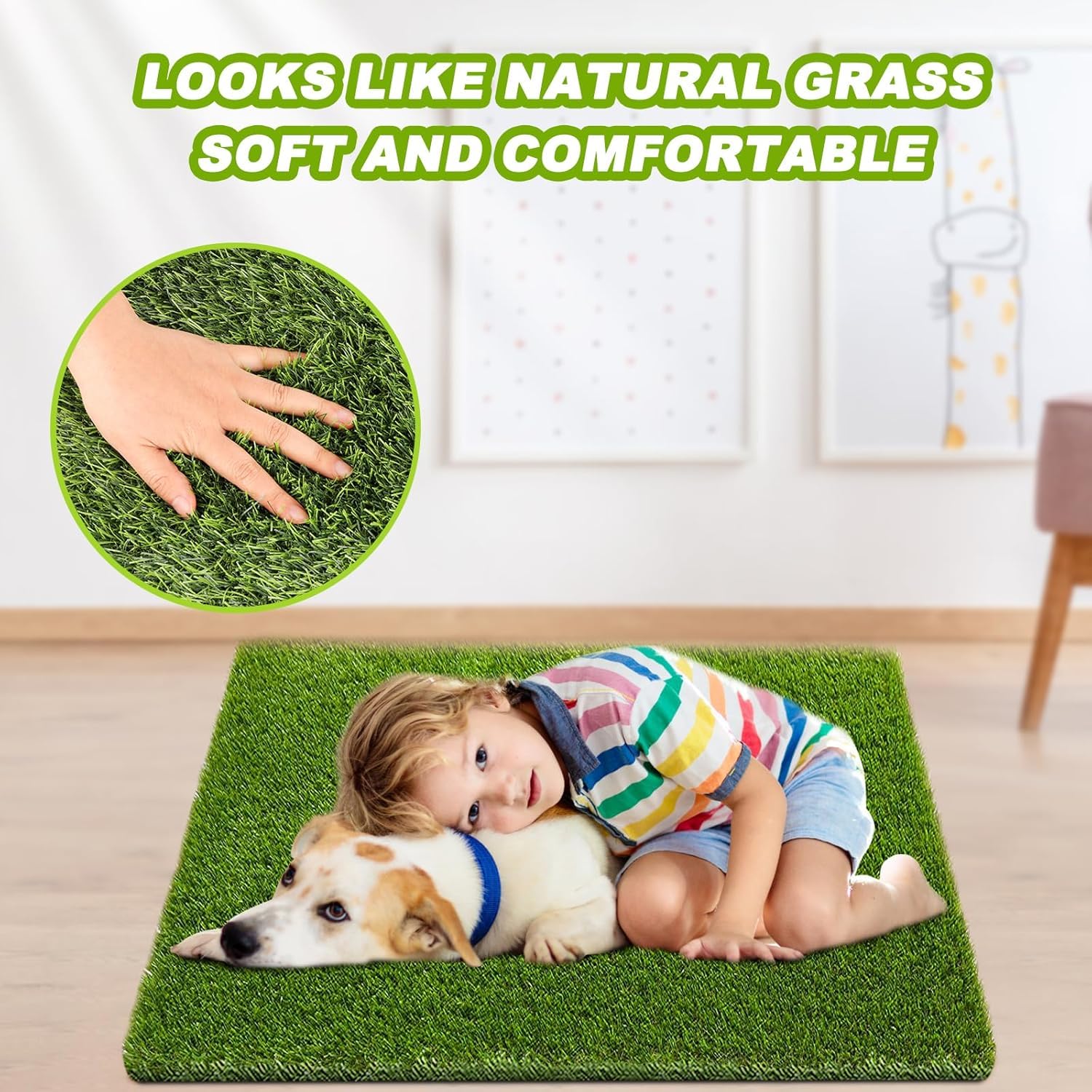2 Pack Grass Pee Pads for Dogs Potty, Reusable Artificial Grass Mat for Puppy & Cats (25.9"x30.6")