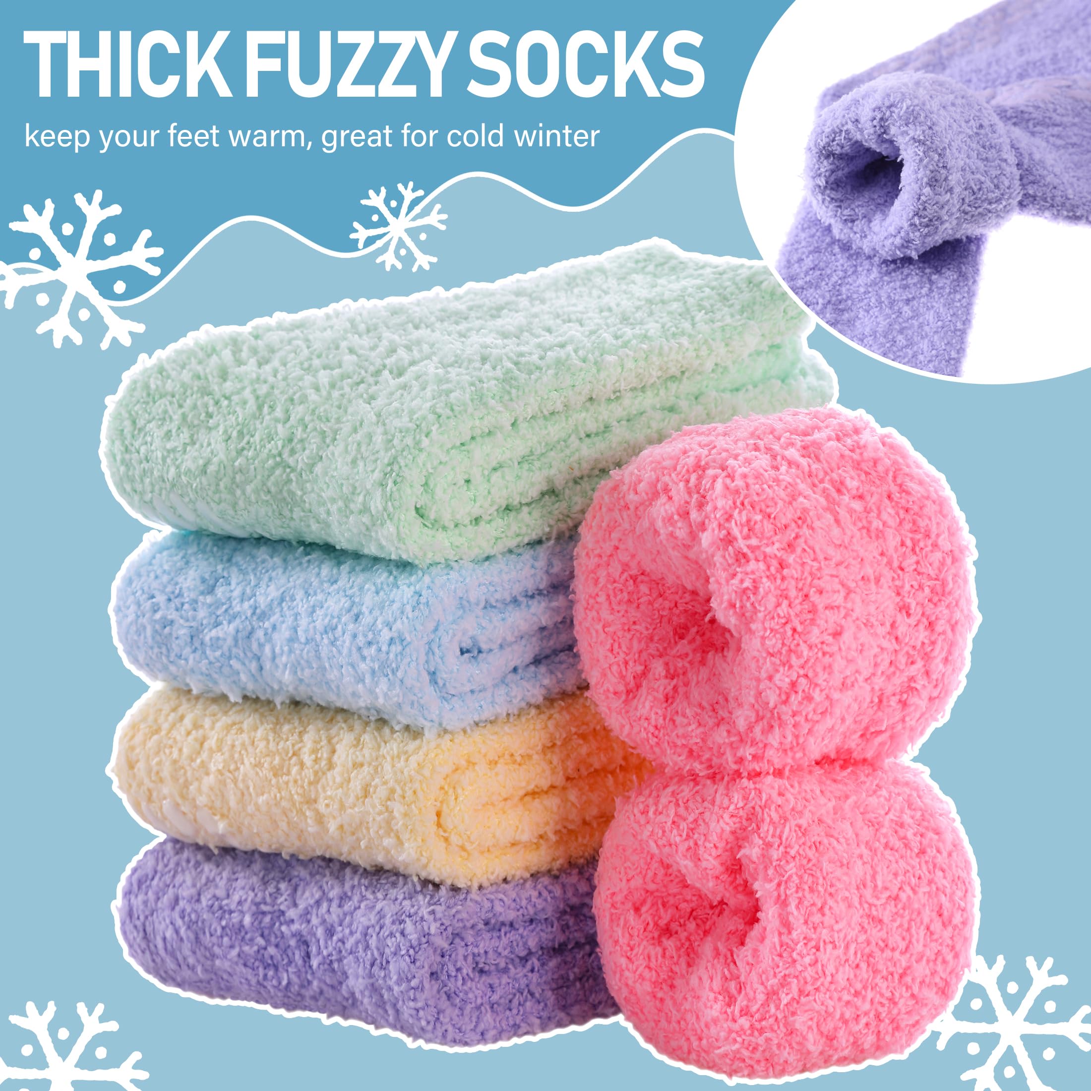 Yebing Non Slip Hospital Socks for Women with Grips Fuzzy Cozy Anti Skid Slipper Socks Winter Warm Soft Fluffy Sleep Socks