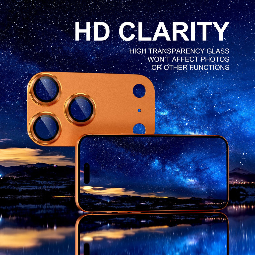 Choiche Compatible for iPhone 16 Pro/iPhone 16 Pro Max Camera Lens Protector, Bling Camera Cover with 9H Tempered Glass Lens Screen Protector Metal Ring Decoration Accessories(Black)