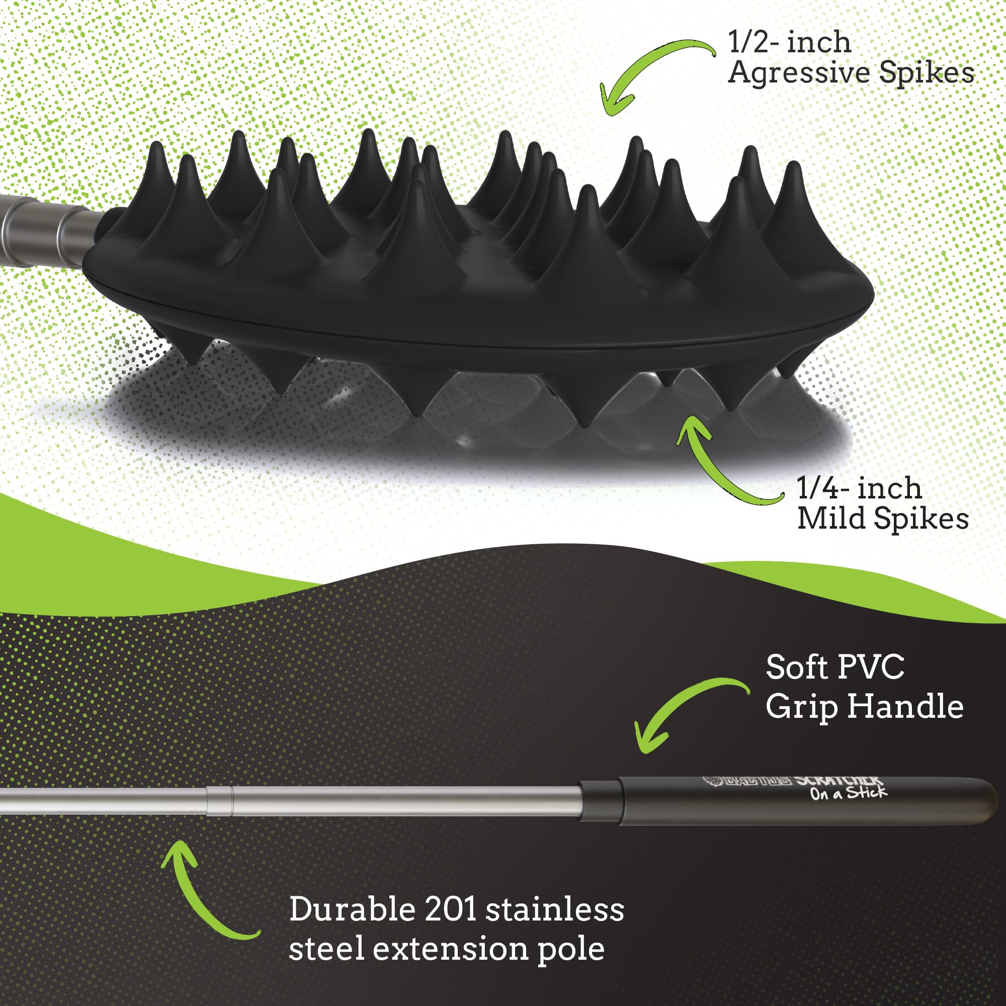 Cactus Scratcher Extendable Big Stick Back Scratcher - Extends 29" Long Double Sided Retractable Scratching Tool for Hand, Neck, Head, and Body - Universal Gift for Family, Pets, and Friends, Glow