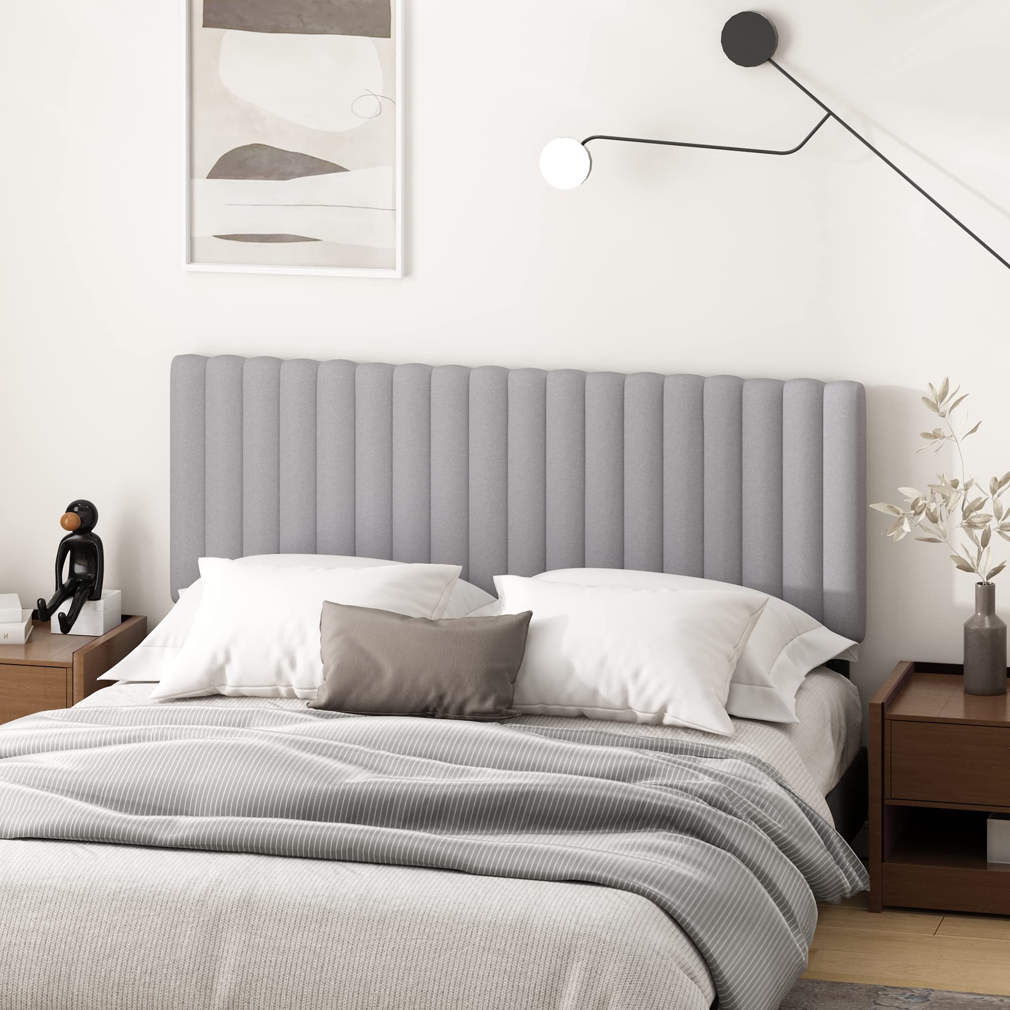 FURINNO Roanne Tufted Headboard, Twin, Black
