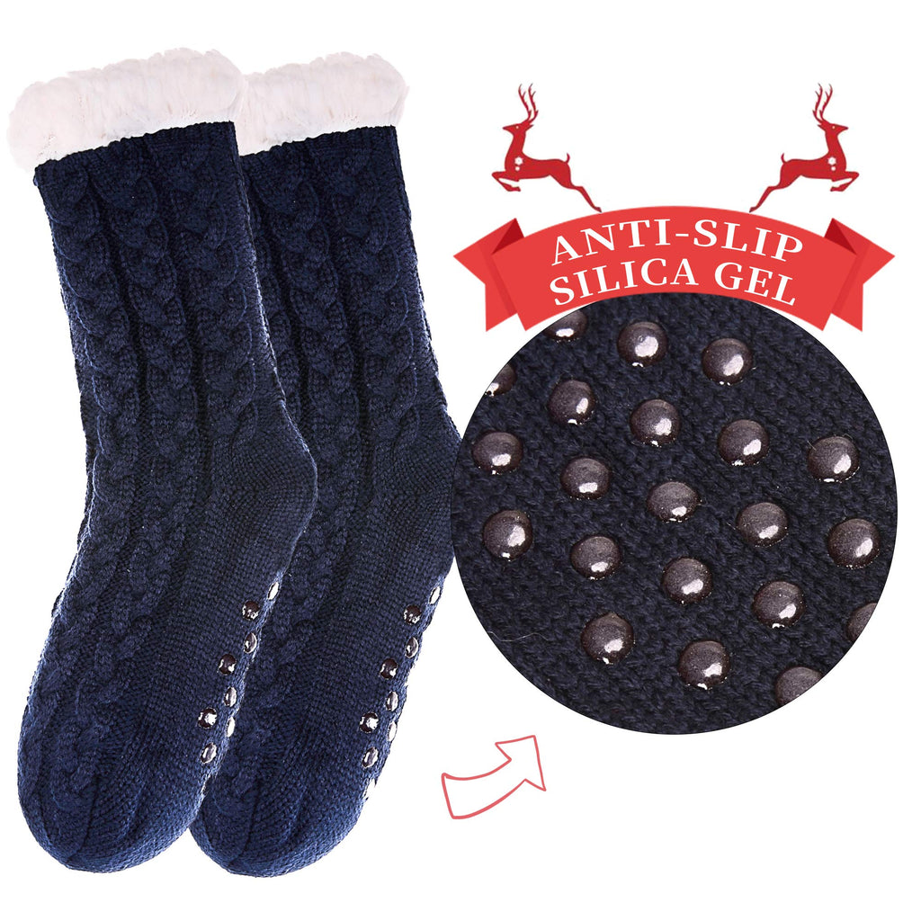 SDBING Women's Winter Super Soft Warm Cozy Fleece Lined Fuzzy Slipper Socks with Grippers