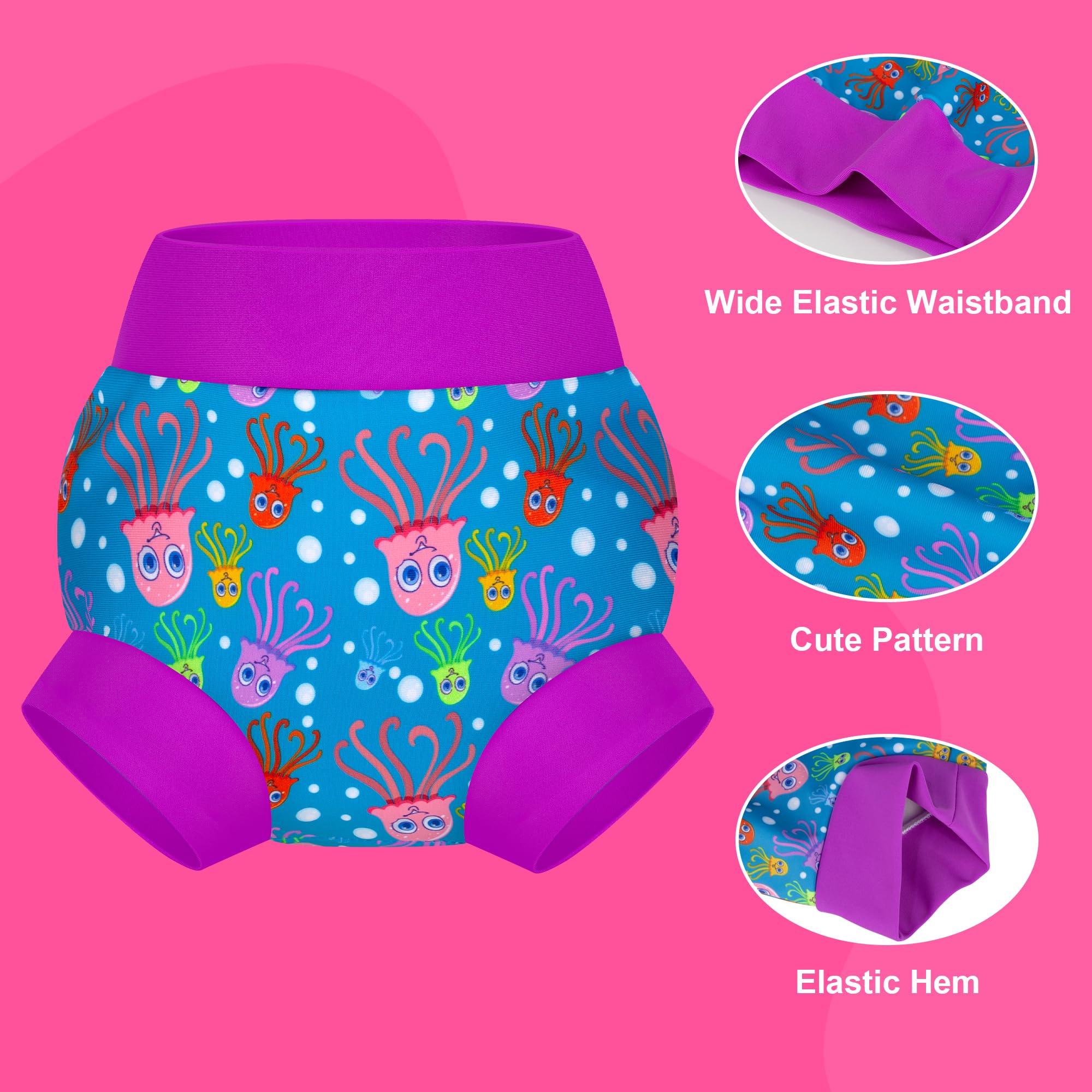 BIG ELEPHANT Baby Swim Diapers 3pcs, Reusable Adjustable Washable Waterproof Swimming Diaper for Boy's and Girl's 6Months - 5 Years