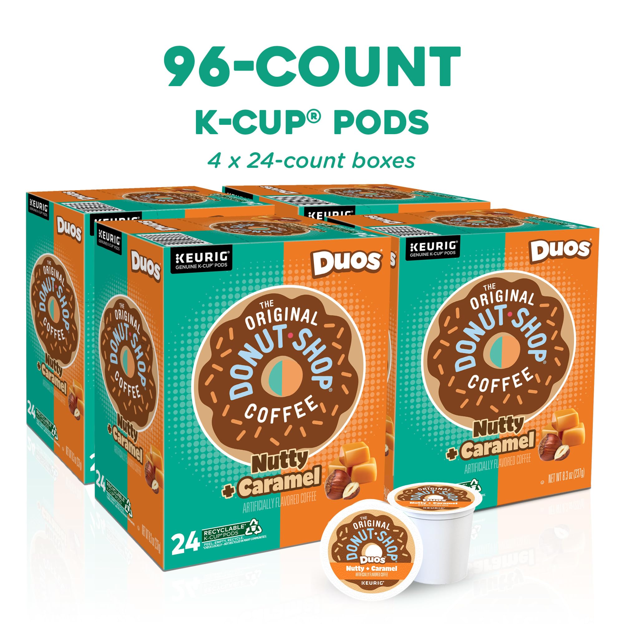 The Original Donut Shop Duos Coconut + Mocha Coffee, Keurig Single Serve K-Cup Pods, Medium Roast Coffee, 60 Count, (6 Packs of 10)