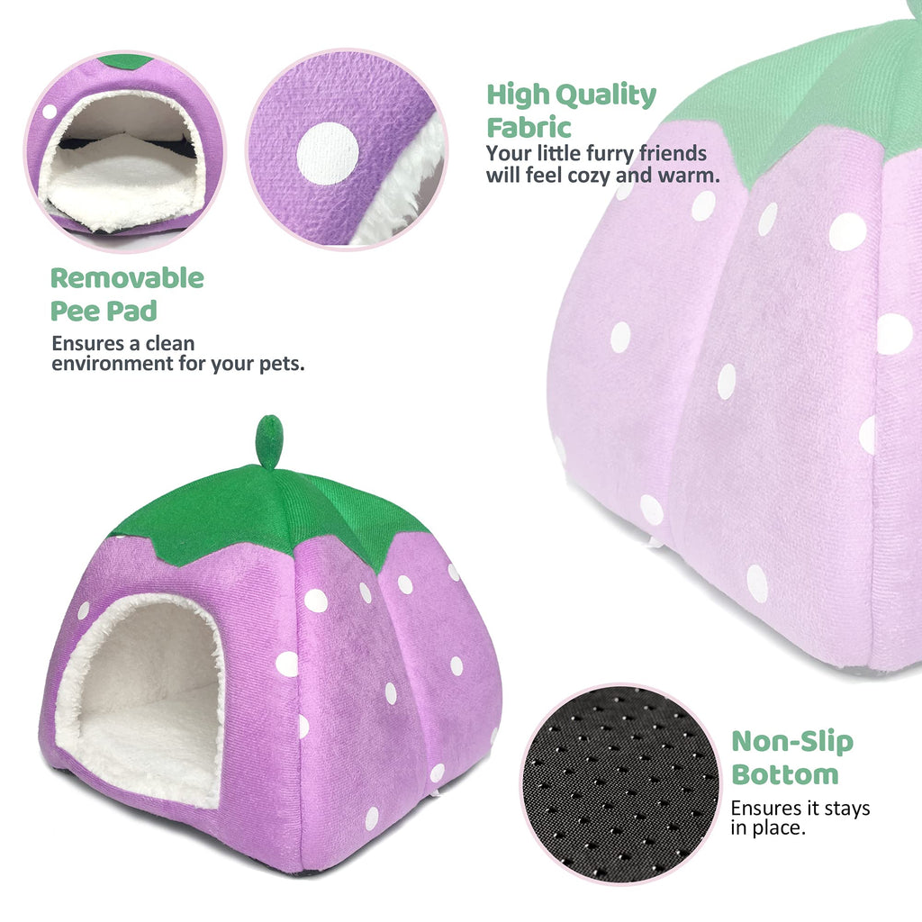 Guinea Pig Hideout Bed Dwarf Rabbit House Cave Accessories Cozy Hide-Out for Little Bunny Hedgehog Ferret Chinchilla&Other Small Animals