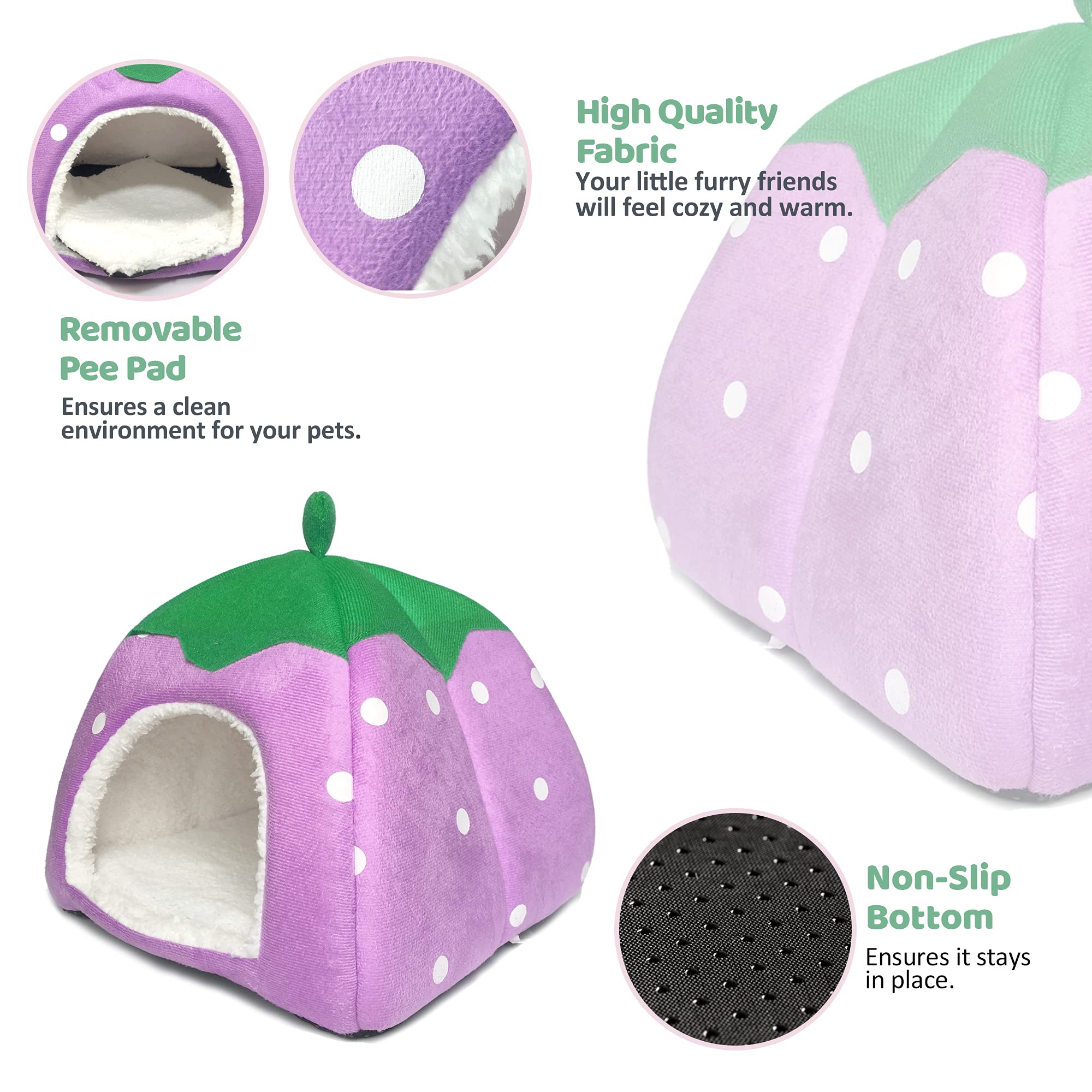 Guinea Pig Hideout Bed Dwarf Rabbit House Cave Accessories Cozy Hide-Out for Little Bunny Hedgehog Ferret Chinchilla&Other Small Animals