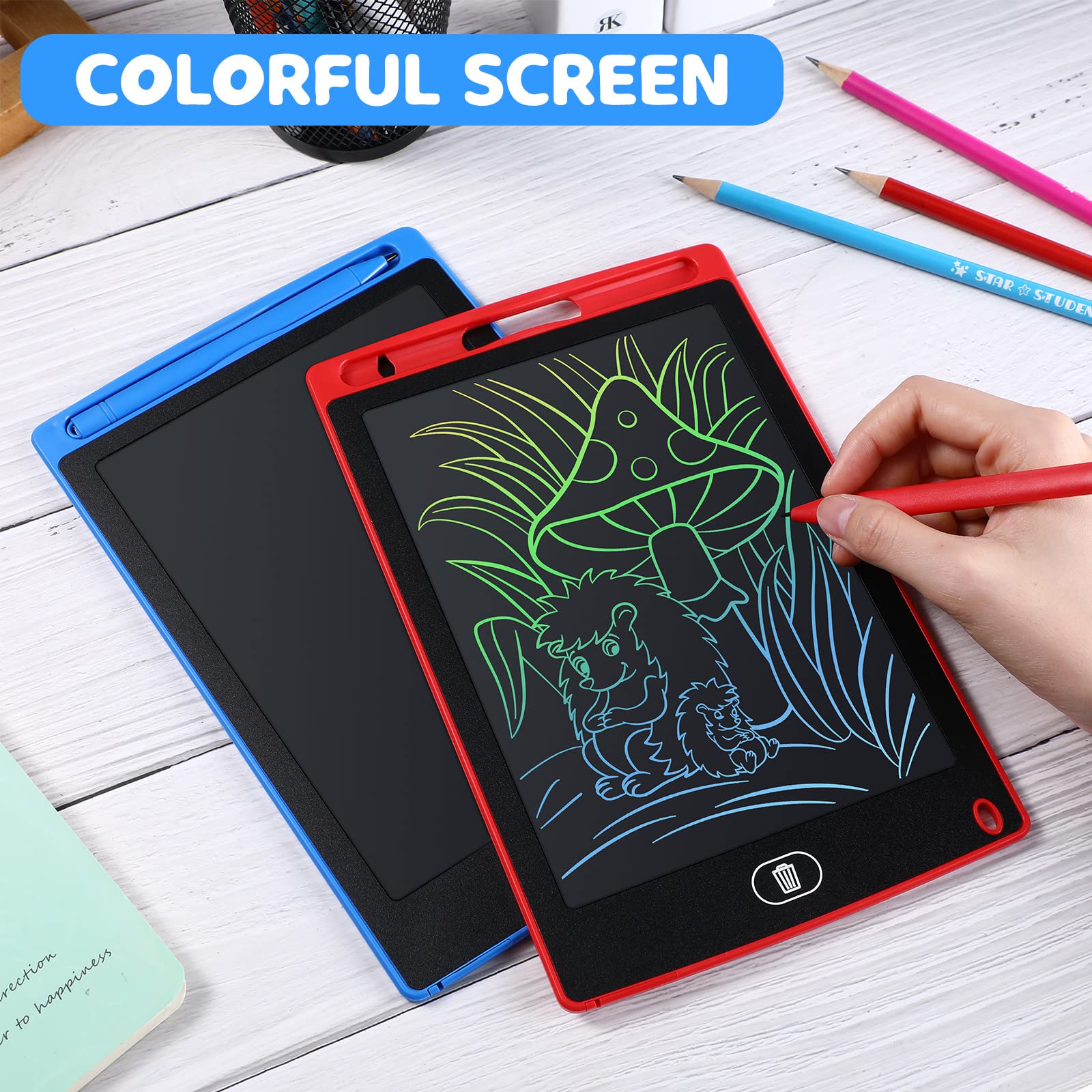 Zhehao 32 Pcs LCD Writing Tablet for Kids Bulk 8.5 Inch Colorful Doodle Board Tablet Erasable Doodle Pad Educational Toy Birthday Easter Gift for Boys Girl Age 3-10(Black)