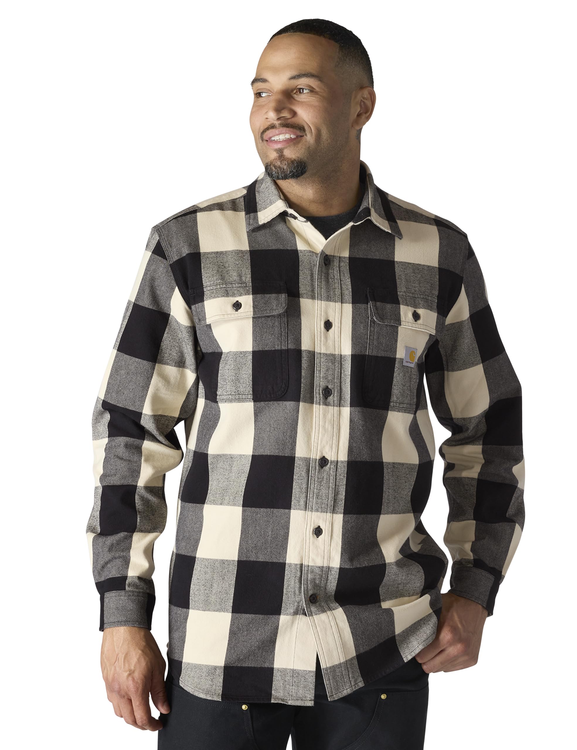 Carhartt Men's Loose Fit Heavyweight Flannel Long-Sleeve Plaid Shirt