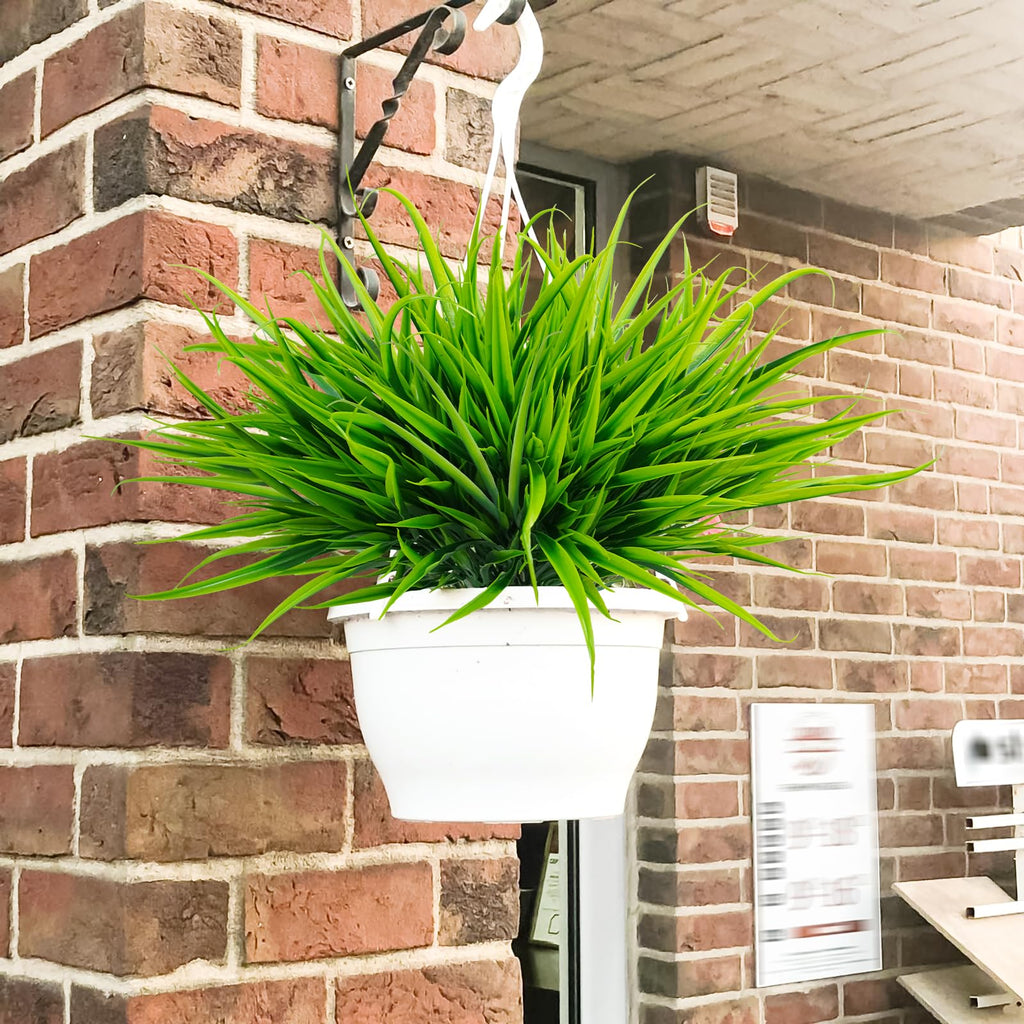 Uieke 28 Bundles Artificial Outdoor Plants UV Resistant Fake Grass Plants Faux Plastic Plants Greenery Shrubs for Home Garden Pathway Window Box Front Porch Cemetery Fall Decor, Autumn Red