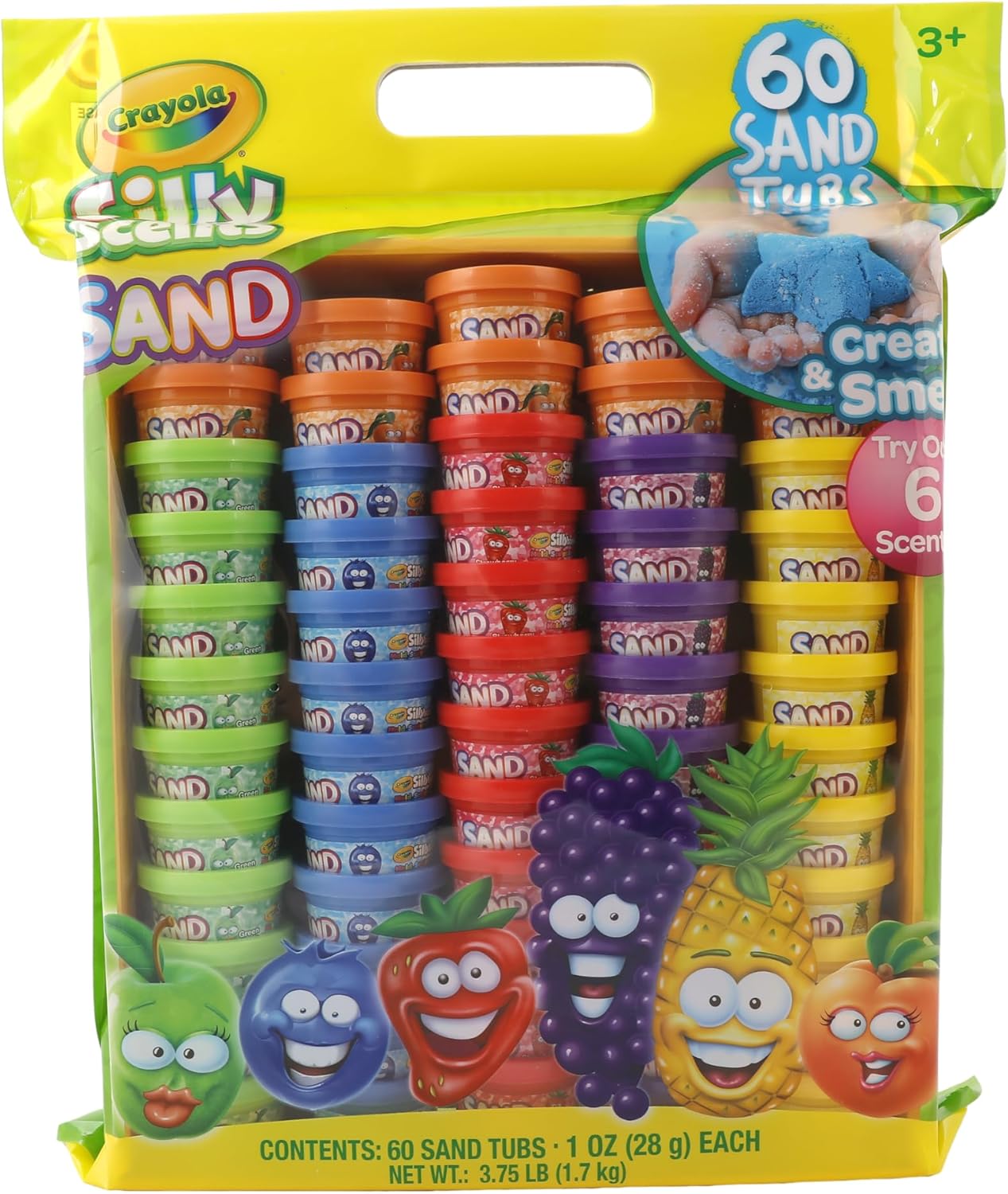 Crayola Silly Scents Play Sand – 60 Mini 1oz Tubs of Moldable Sensory Sand in 6 Bright Colors | Easter Day Party Favors, Classroom Prizes, Sensory Toys, Fidget & Creativity