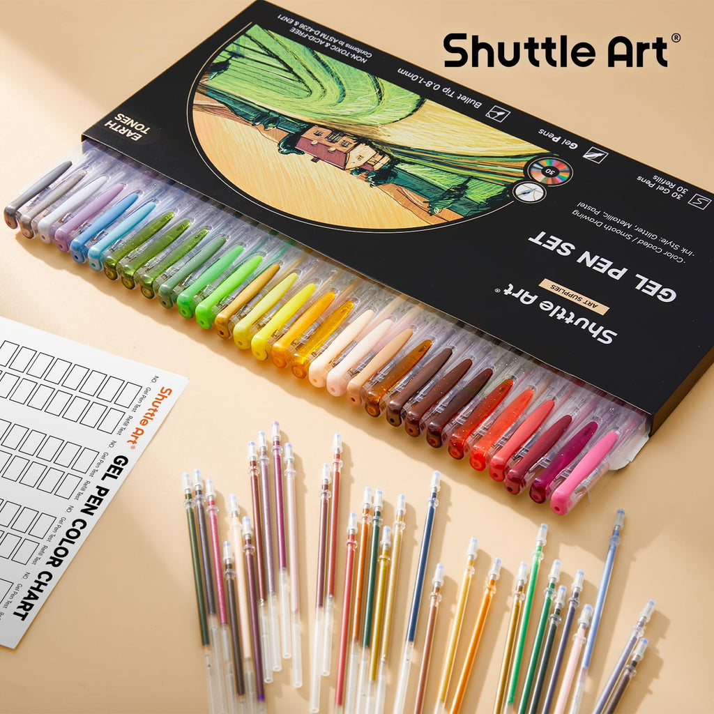 Shuttle Art Pastel Gel Pens, 24 Pastel Milky Colors Gel Pen for Black Paper, Adults Coloring Books Drawing Doodling Crafts Scrapbooking Journaling