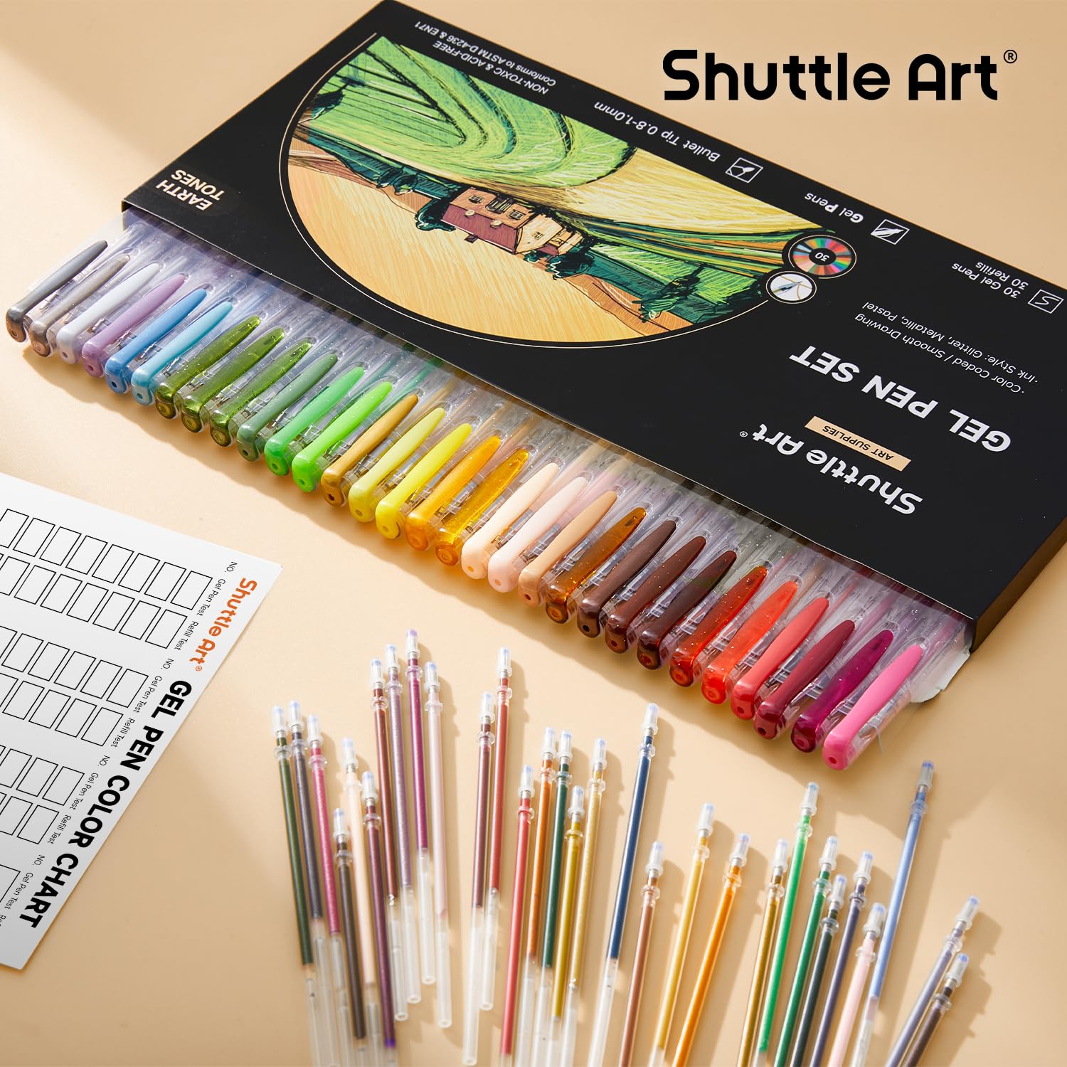 Shuttle Art Pastel Gel Pens, 24 Pastel Milky Colors Gel Pen for Black Paper, Adults Coloring Books Drawing Doodling Crafts Scrapbooking Journaling