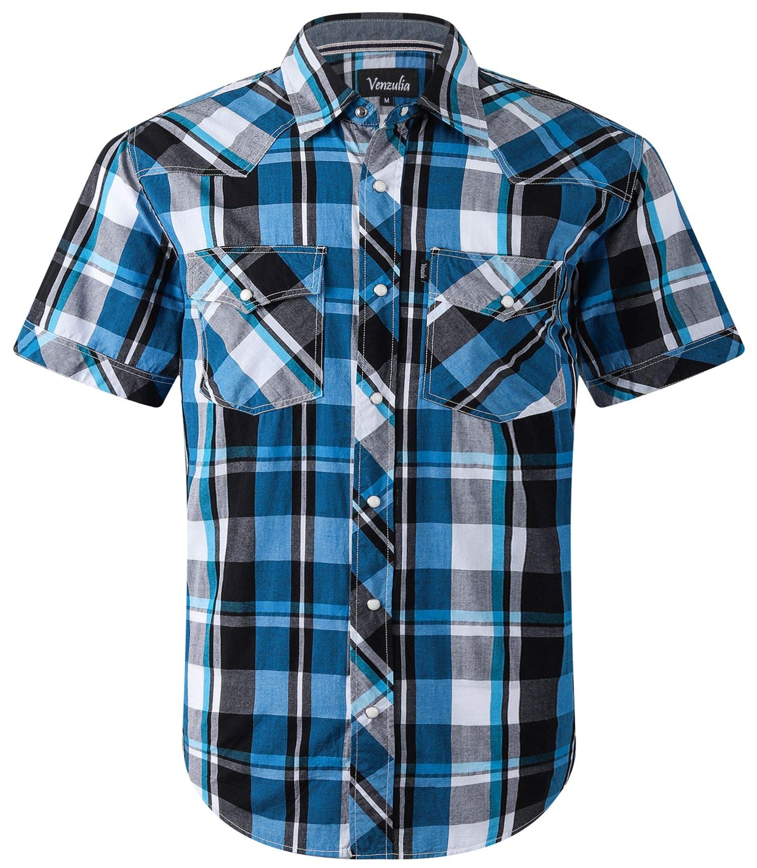 Men's Western Snap Casual Shirt Two Pocket Short Sleeve Shirt