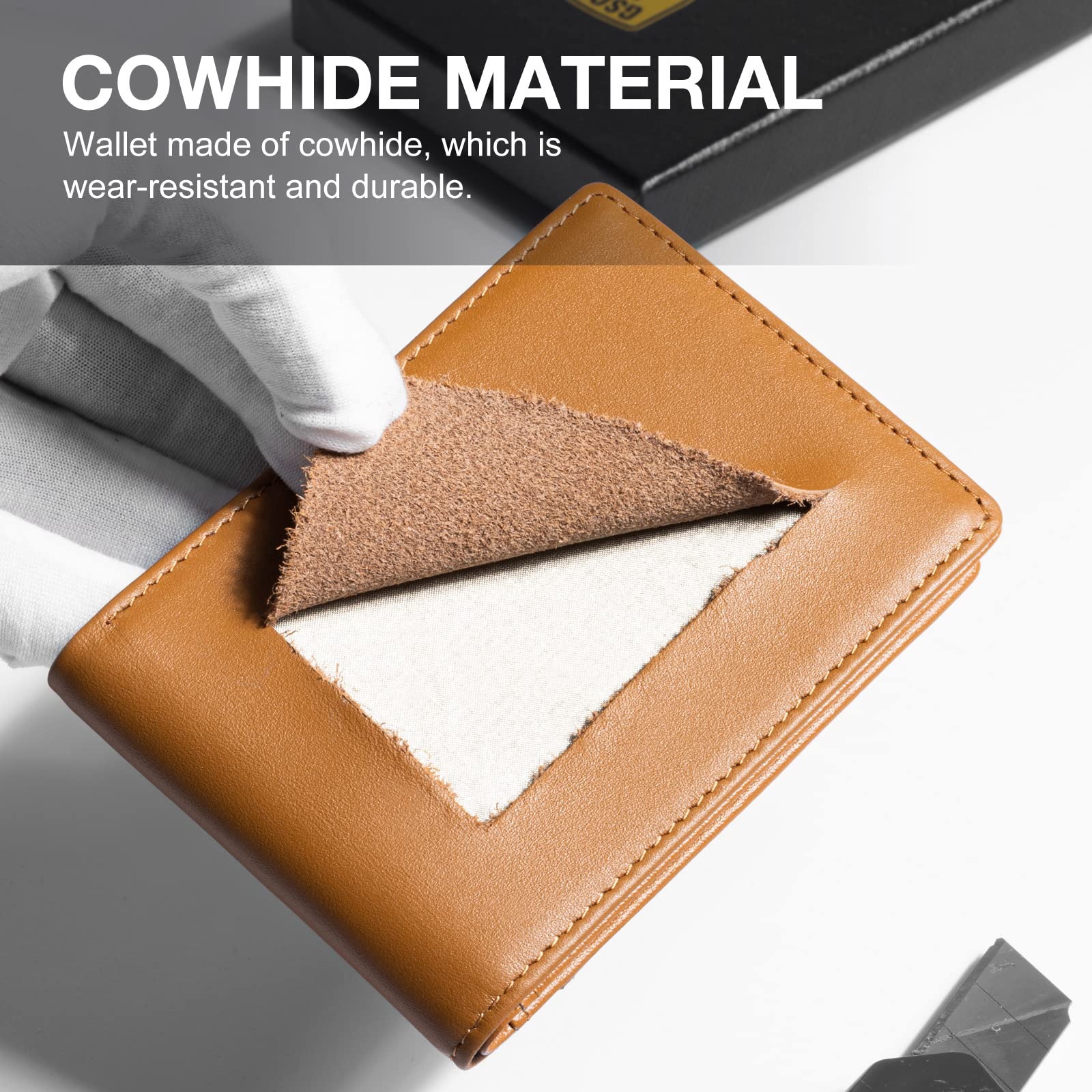 GSOIAX Slim Wallet for Men Rfid Blocking Leather Bifold Front Pocket Carbon Fiber Men's Money Clips Credit Card Holder With Gift Box