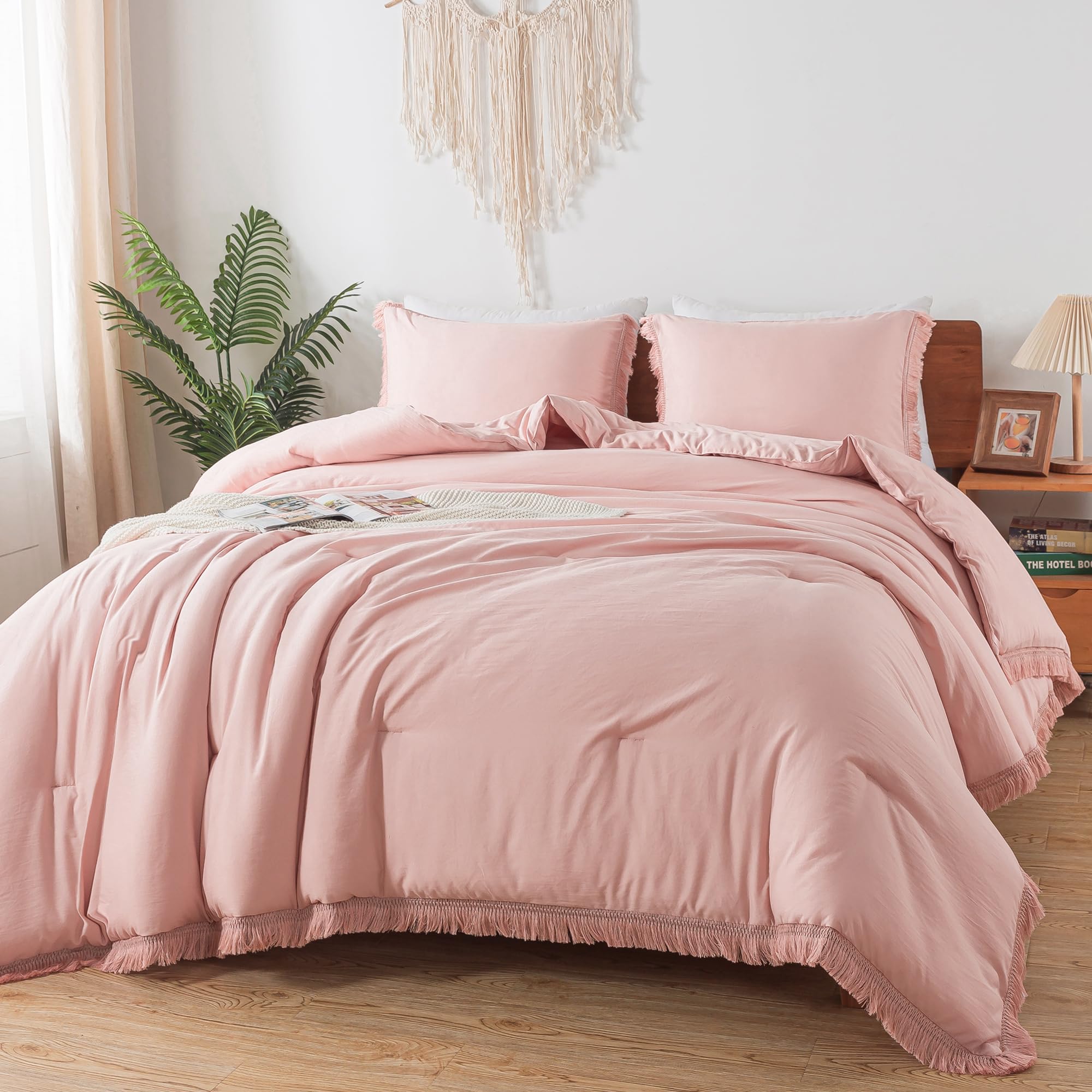Andency Comforter Full Size Set Burnt Orange, 3 Pieces Boho Terracotta Winter Lightweight Bedding Comforter Sets, All Season Rust Tassel Bed Set (79x90In Comforter & 2 Pillowcases)