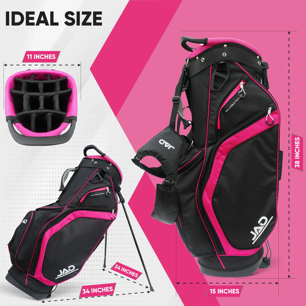 JAD Lightweight Womens Golf Bag, Golf Stand Bag for Women/Ladies, 14-Way Top Dividers, Ultra Lightweight, Large Pockets for Accessories, Durable Water Resistant