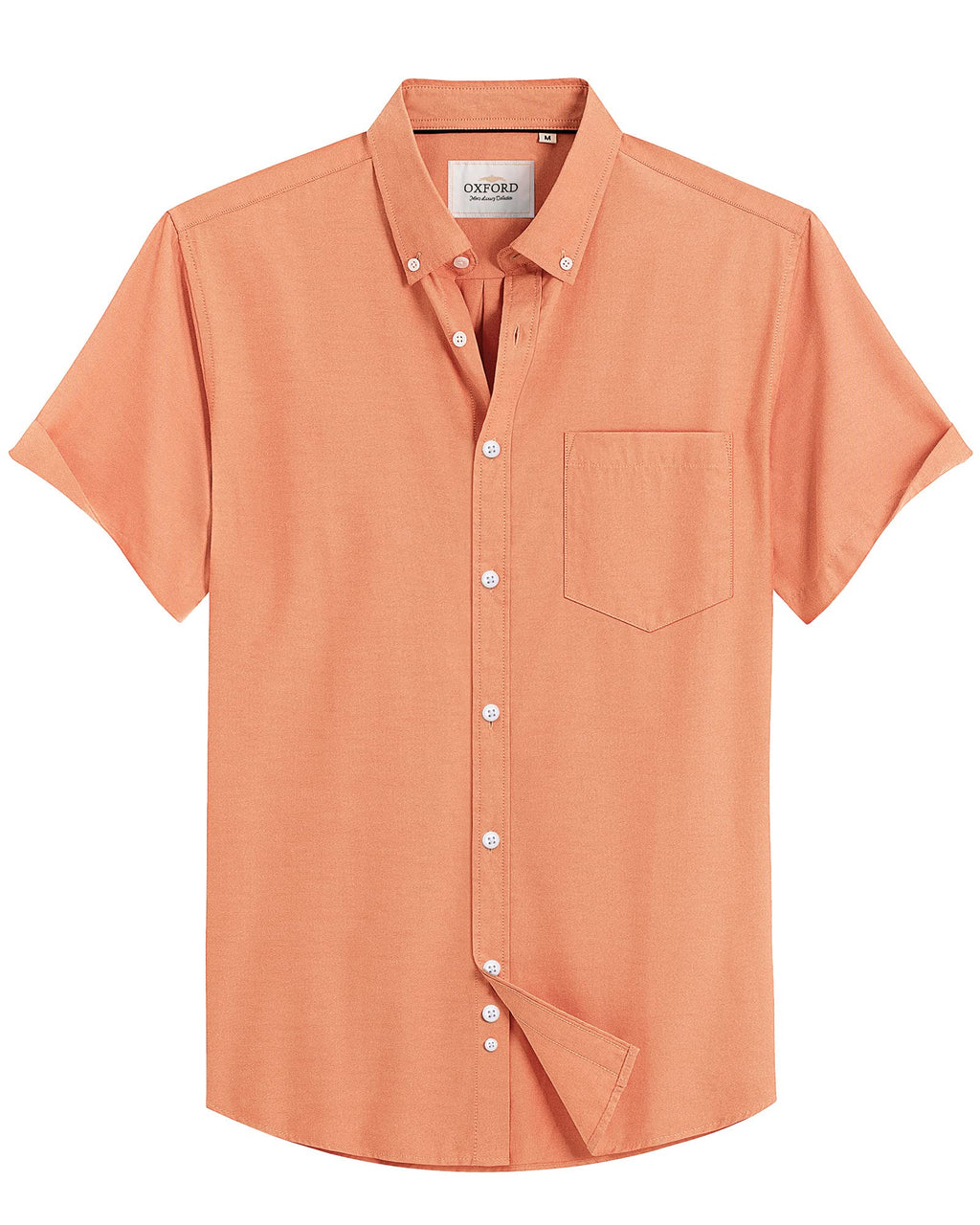 Alimens & Gentle Men's Short Sleeve Oxford Shirt Regular Fit Button Down Collar Shirts with Pocket