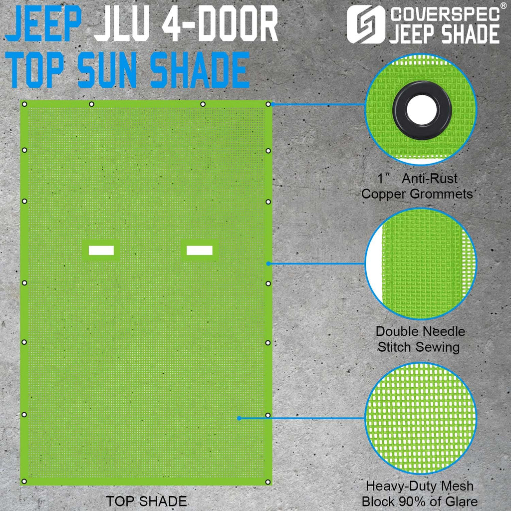 JT Top Sun Shade Roof Compatible with Jeep Gladiator 4 Door 2018 to 2023 Sunshade Sunroof Bikini Cover Blocks UV Wind Noise Black Mesh for Front and Rear 2 pcs